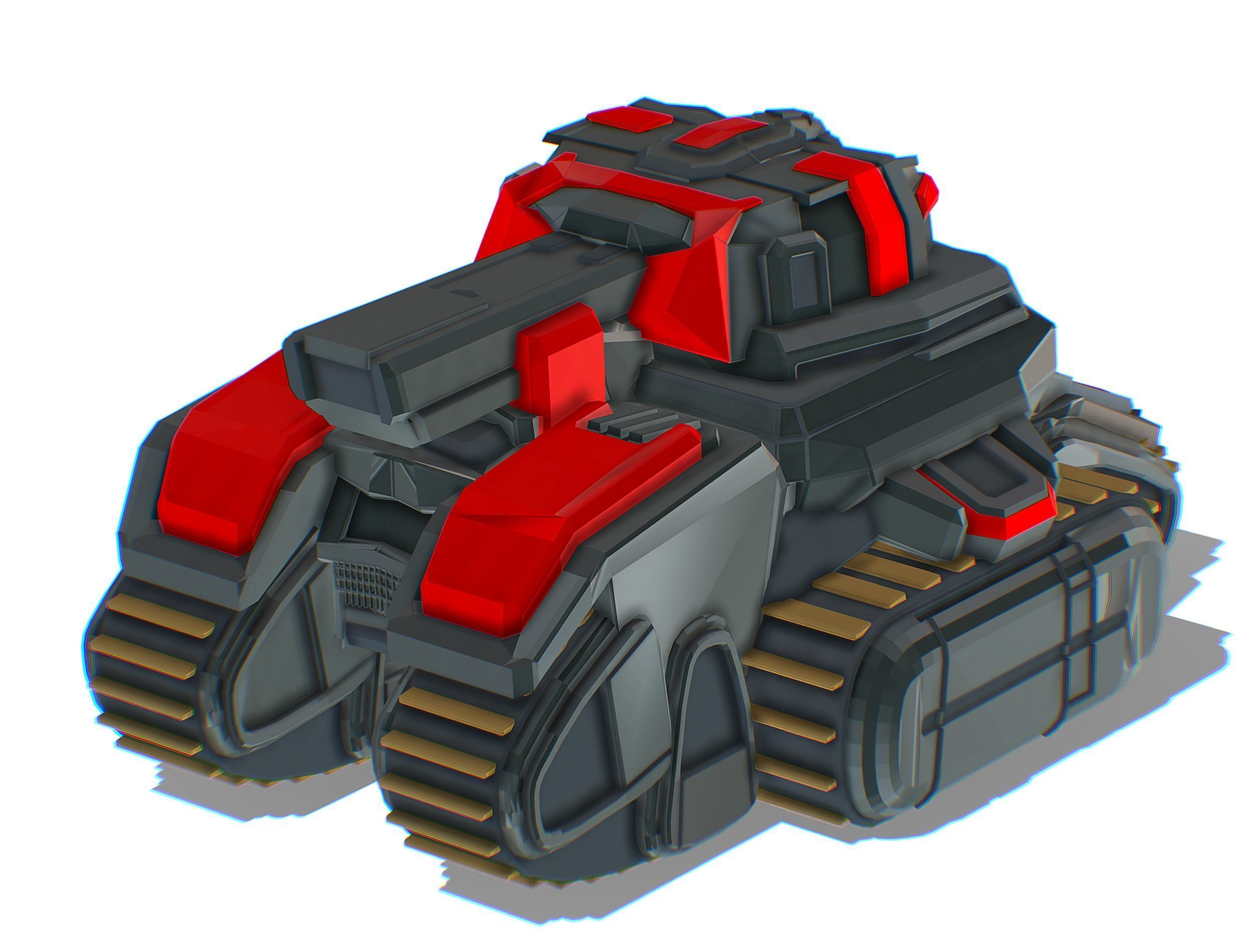 Light Tracked Tank with a Proton Cannon Low-poly 3D model_1
