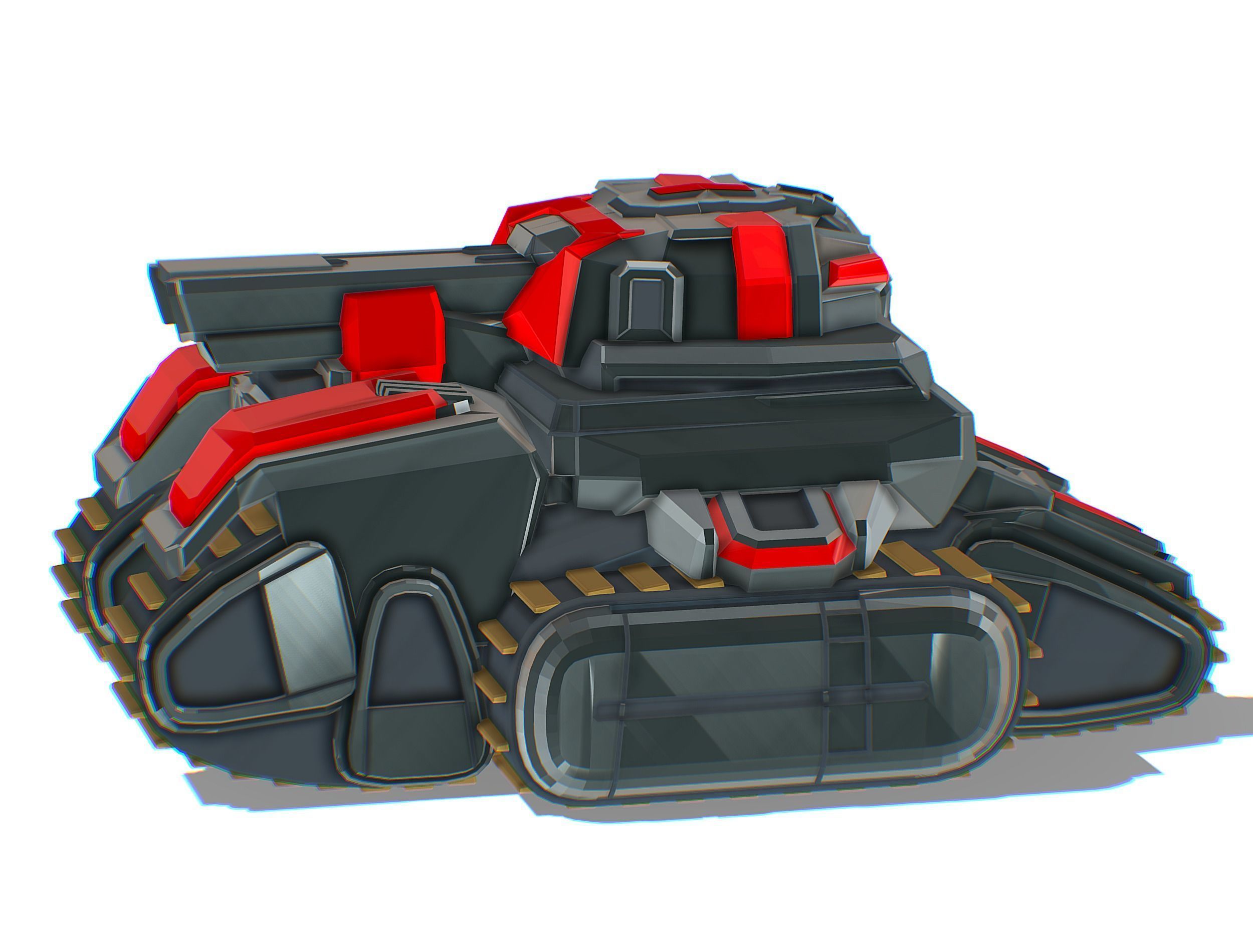 Light Tracked Tank with a Proton Cannon Low-poly 3D model_15