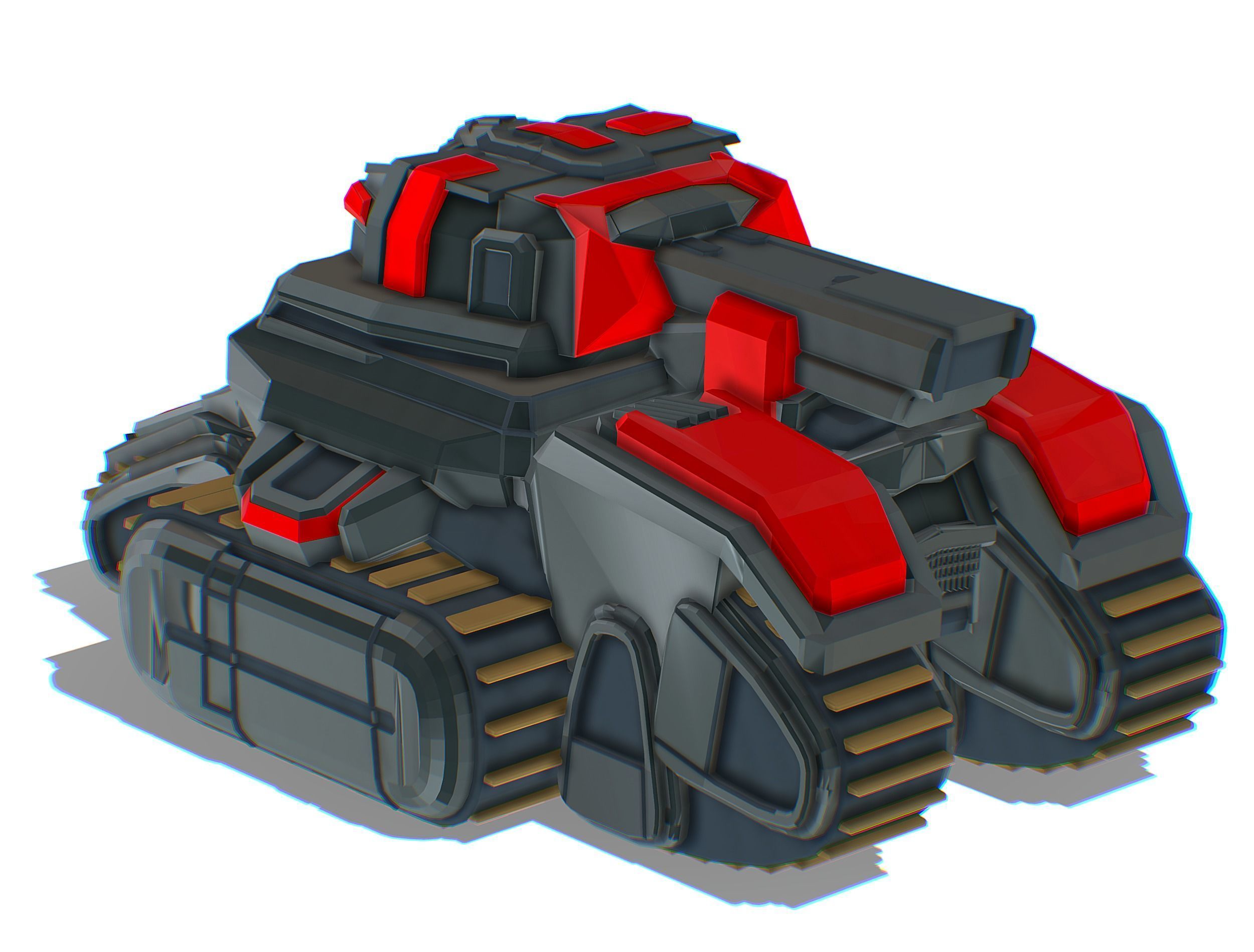 Light Tracked Tank with a Proton Cannon Low-poly 3D model_5