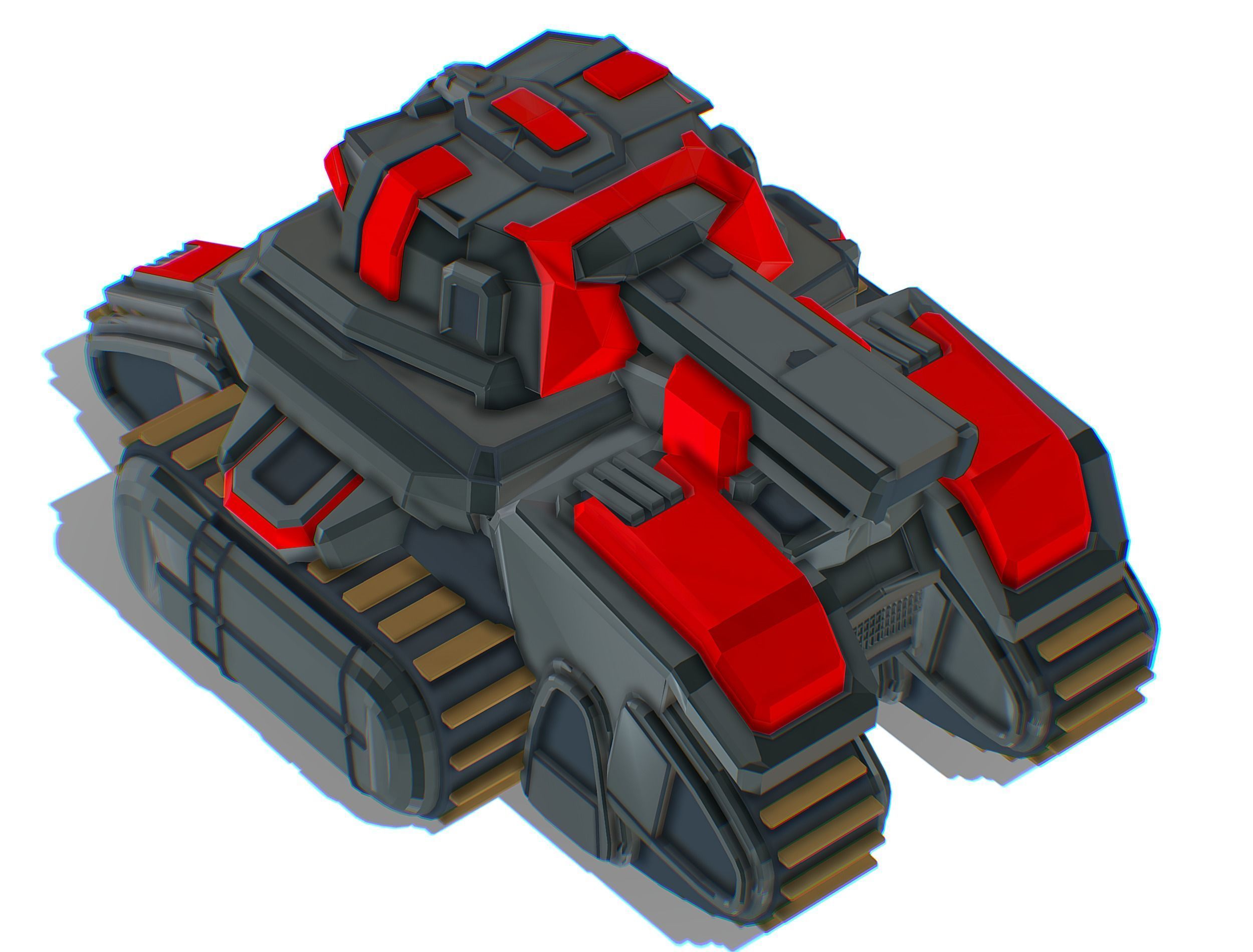 Light Tracked Tank with a Proton Cannon Low-poly 3D model_21