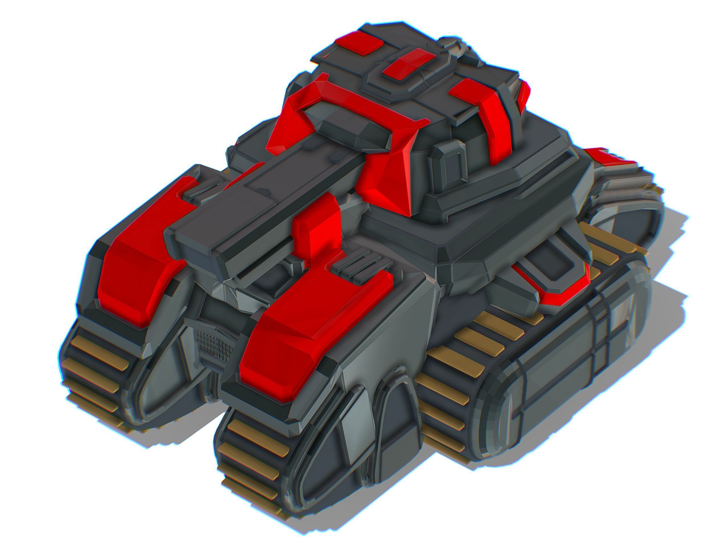 Light Tracked Tank with a Proton Cannon Low-poly 3D model_20