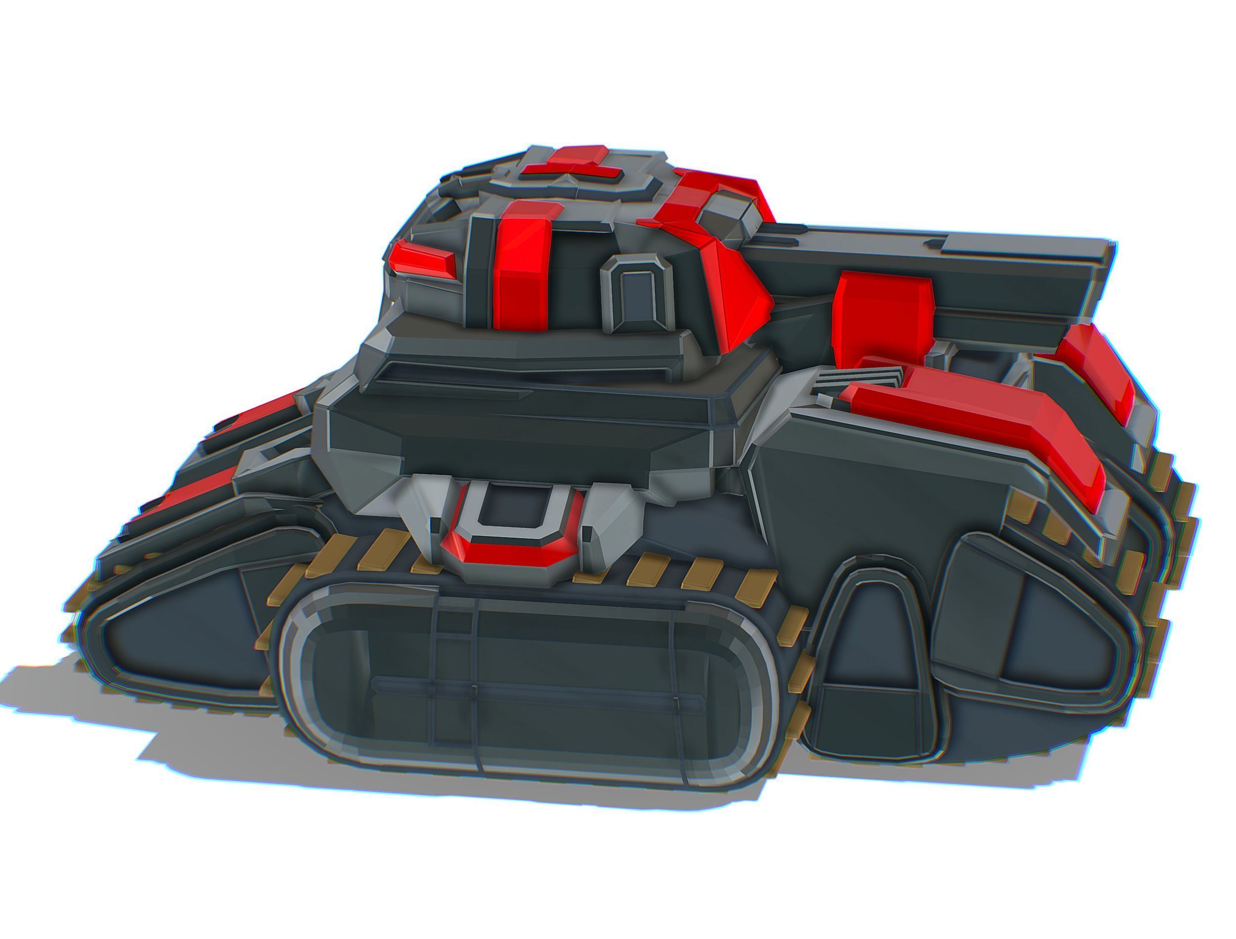 Light Tracked Tank with a Proton Cannon Low-poly 3D model_7
