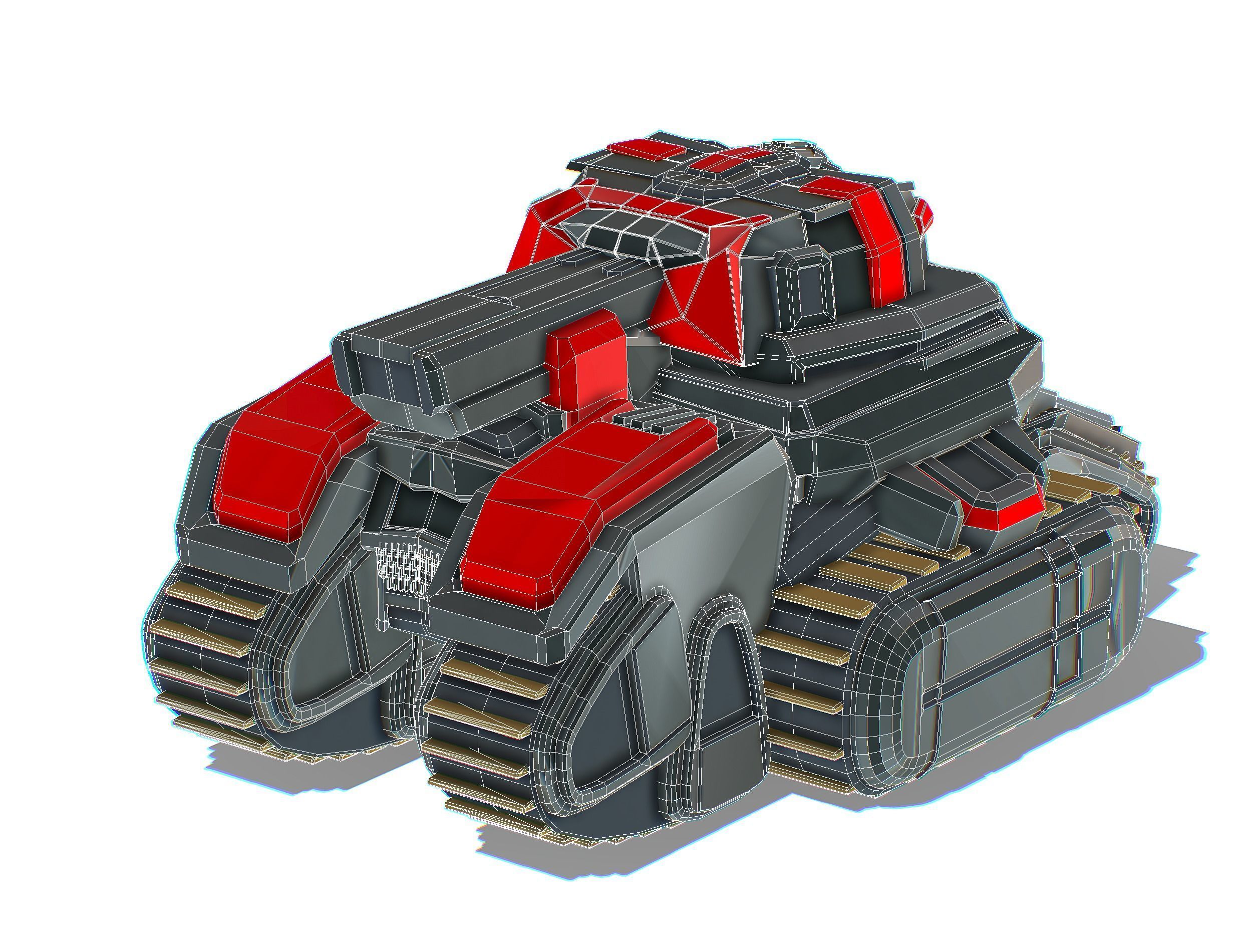 Light Tracked Tank with a Proton Cannon Low-poly 3D model_24