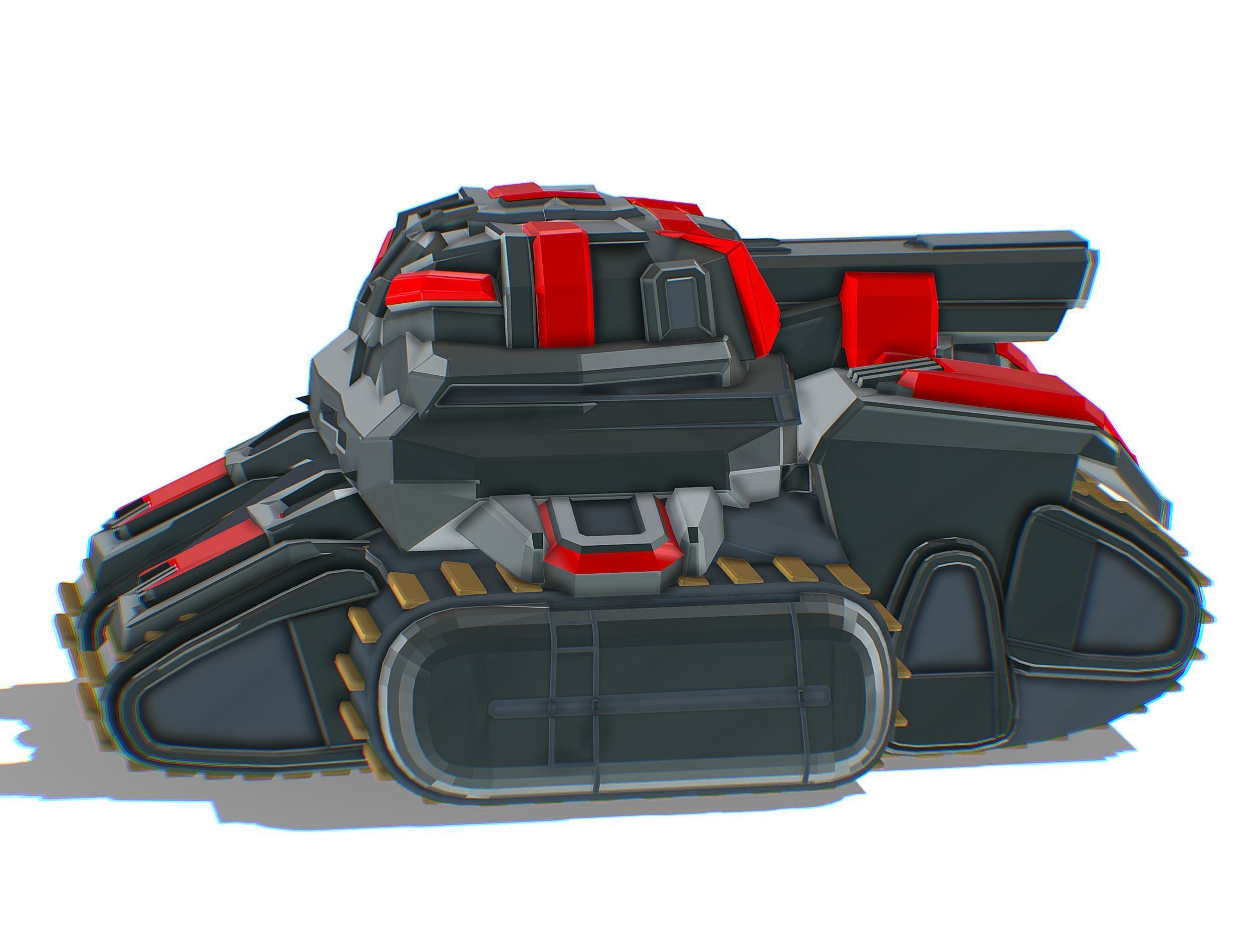 Light Tracked Tank with a Proton Cannon Low-poly 3D model_8