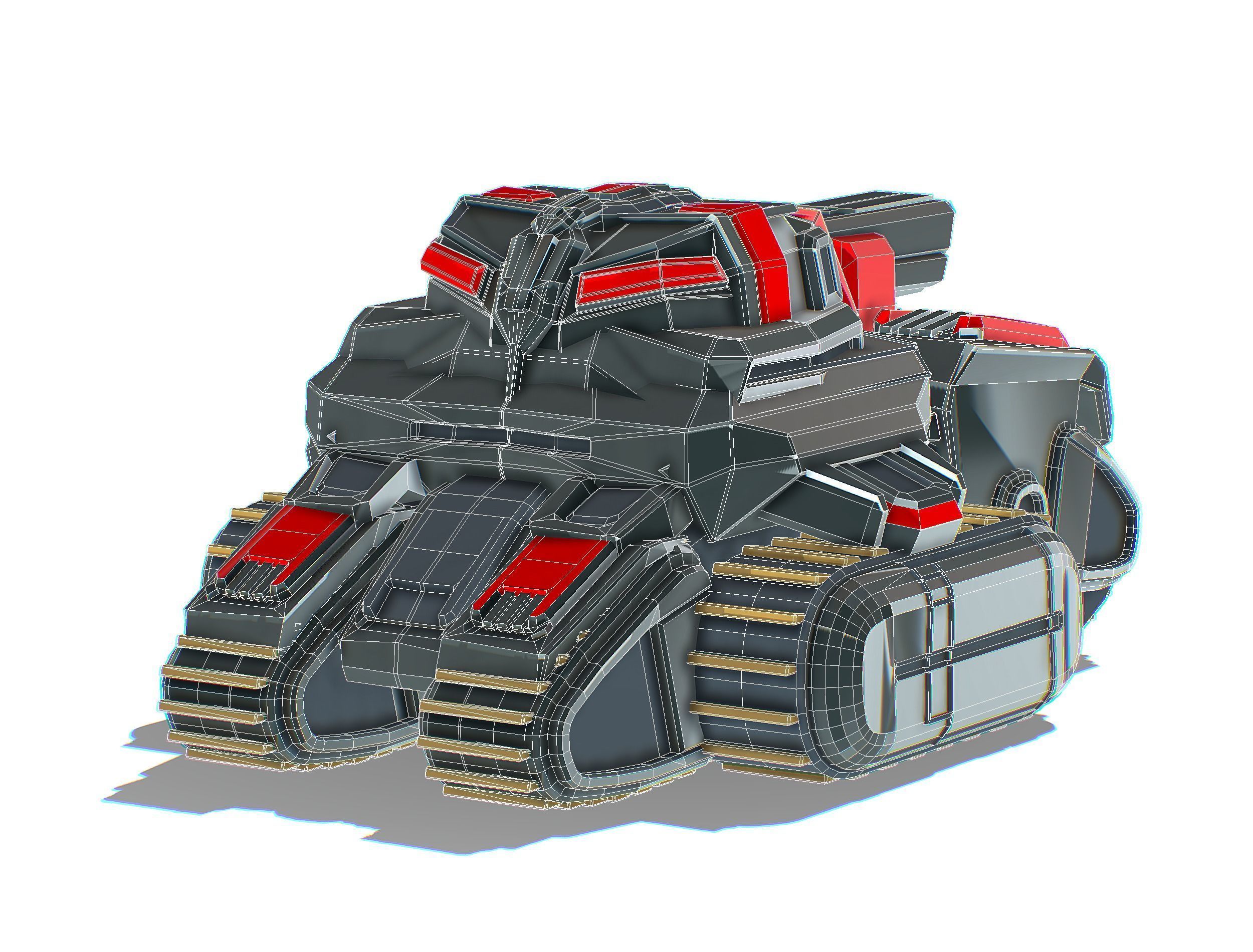 Light Tracked Tank with a Proton Cannon Low-poly 3D model_26