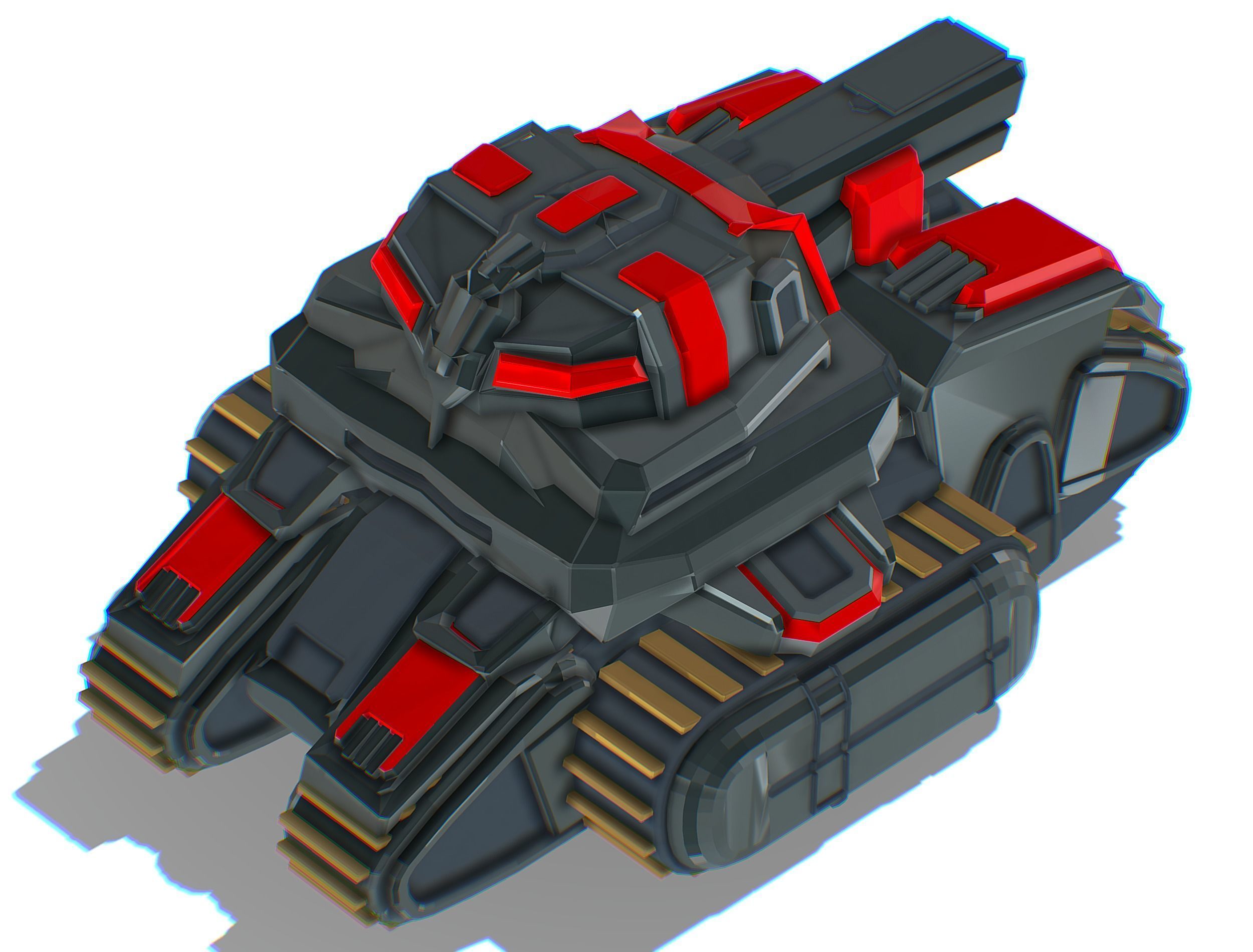 Light Tracked Tank with a Proton Cannon Low-poly 3D model_22