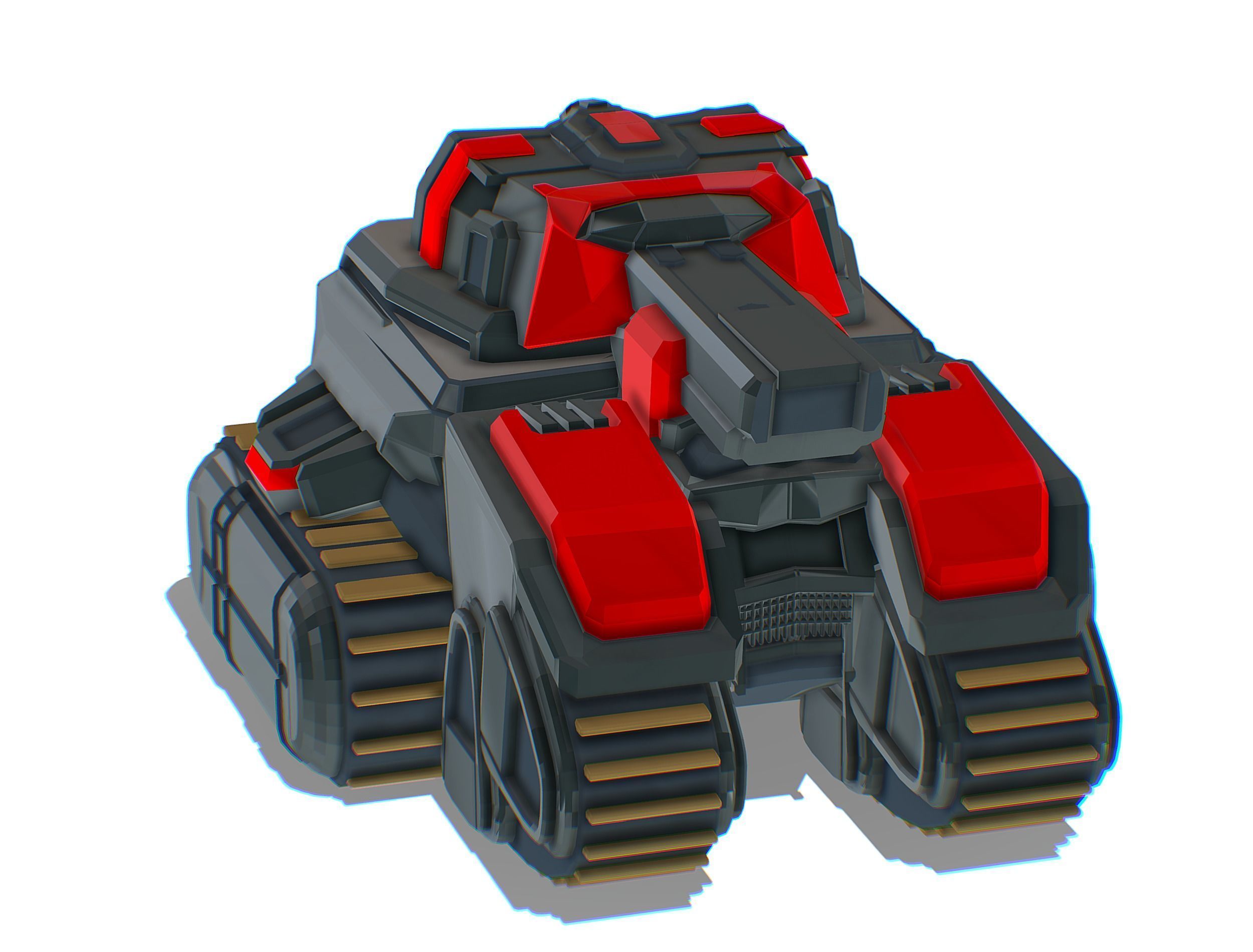 Light Tracked Tank with a Proton Cannon Low-poly 3D model_4