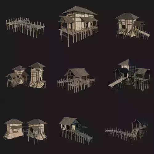 VIKING NORSE PORT HARBOR PIER PLATFORM VILLAGE COLLECTION