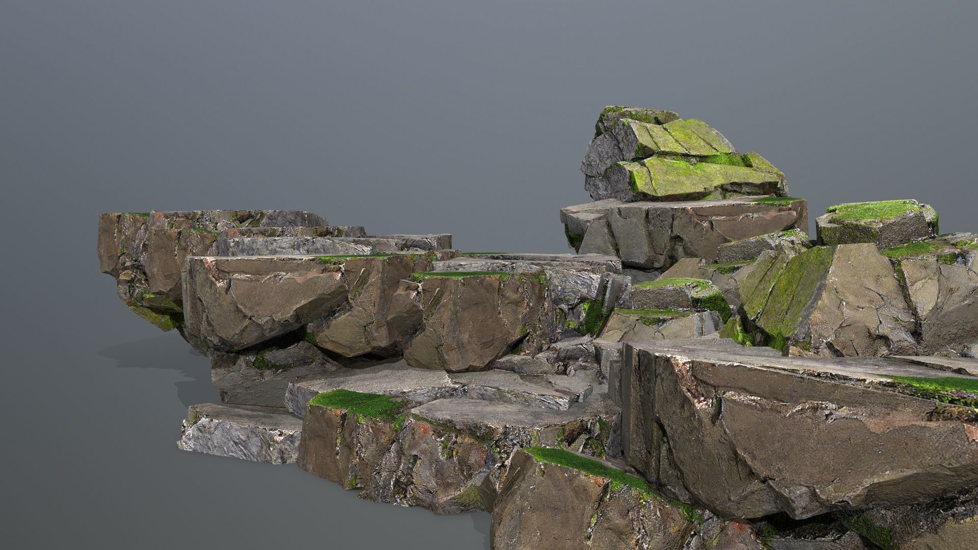 mossy cliff rocks Low-poly 3D model_1
