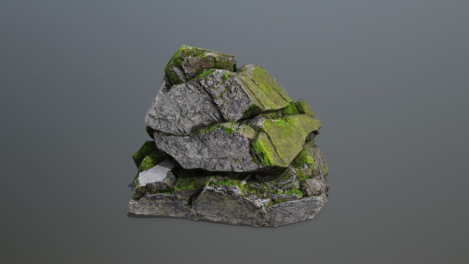 mossy cliff rocks Low-poly 3D model_7