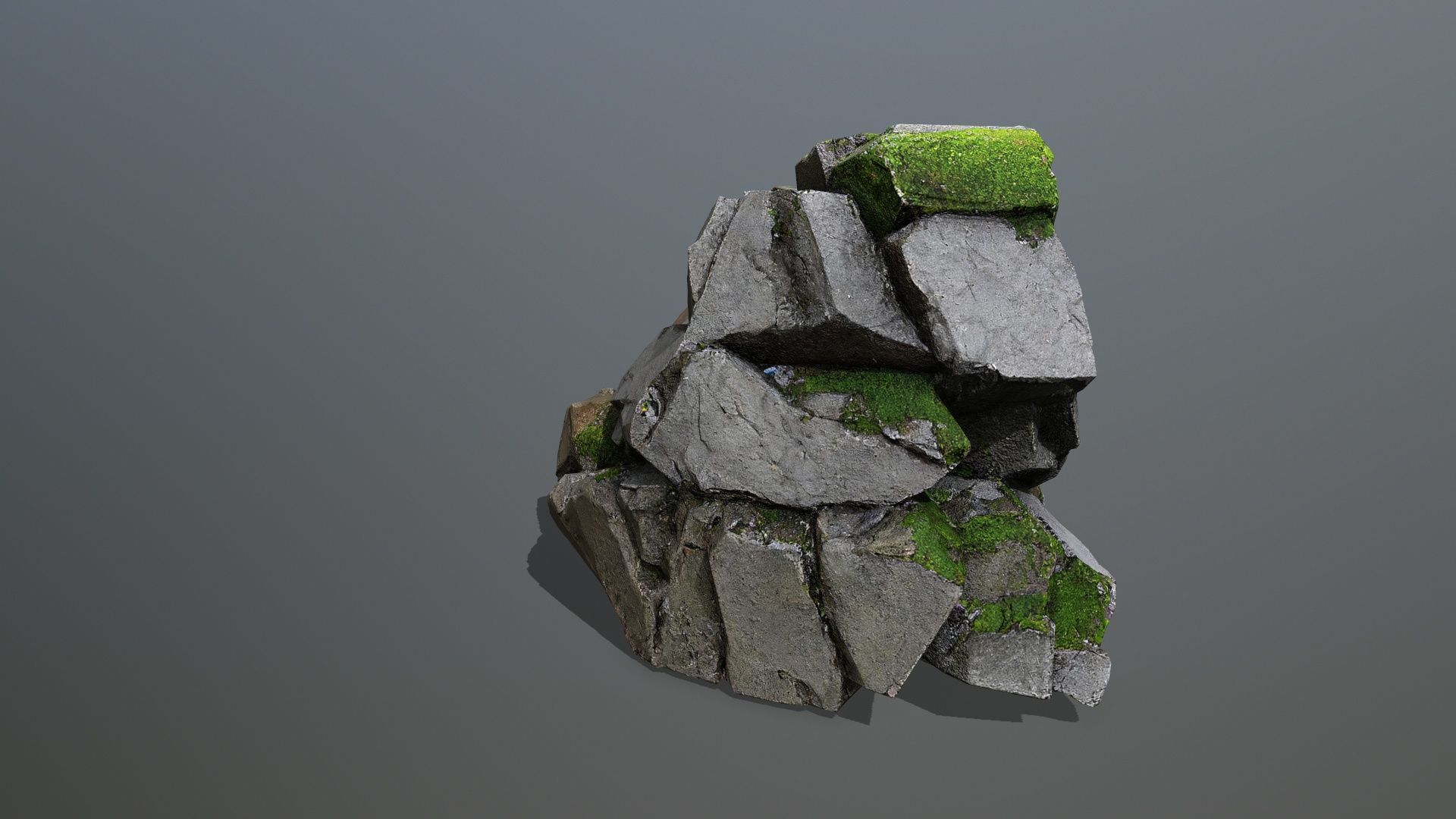 mossy cliff rocks Low-poly 3D model_5