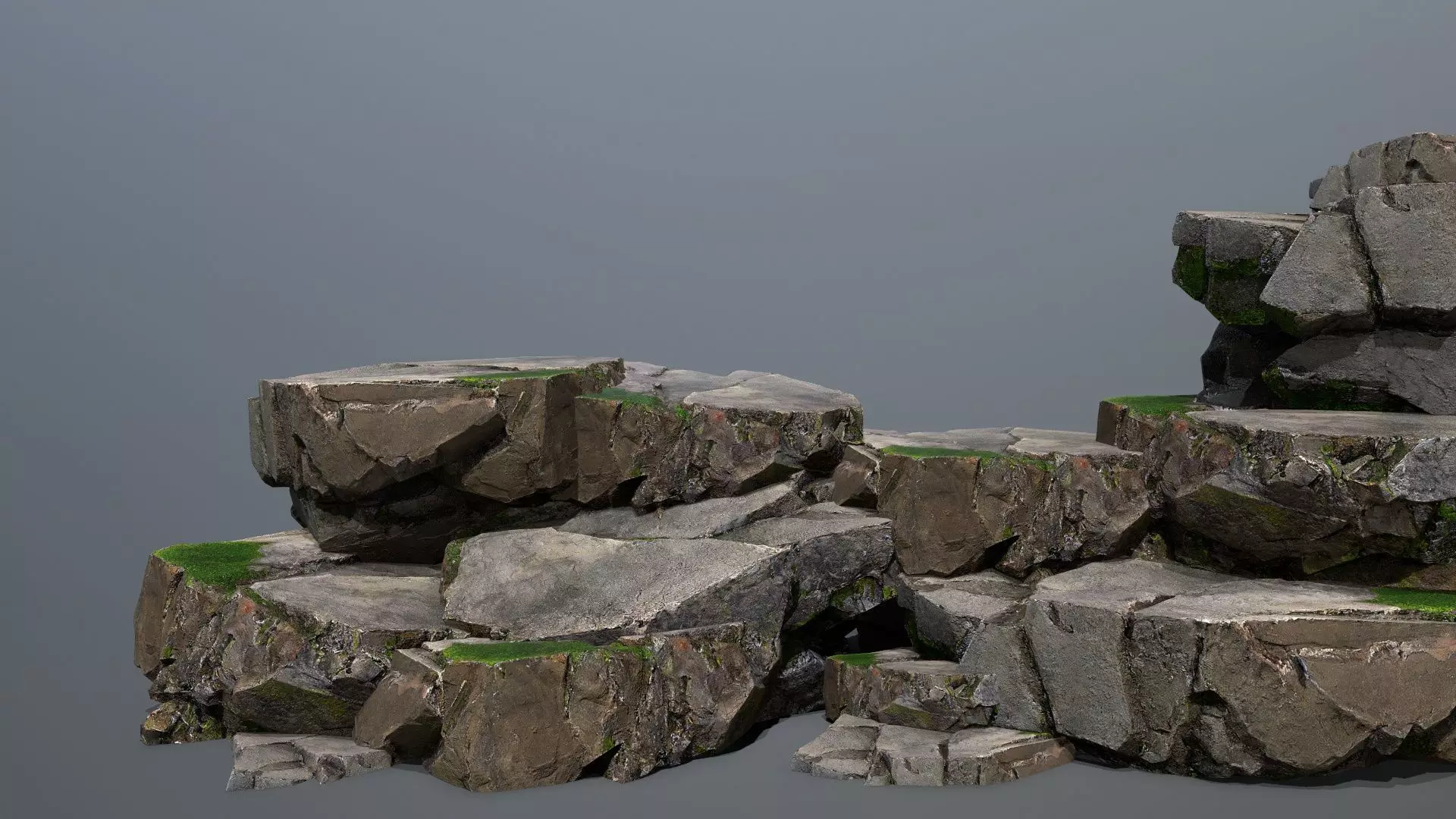 mossy cliff rocks Low-poly 3D model_0