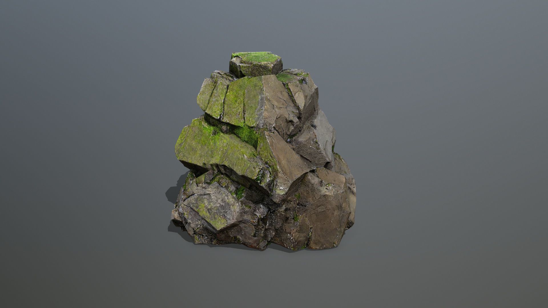 mossy cliff rocks Low-poly 3D model_9