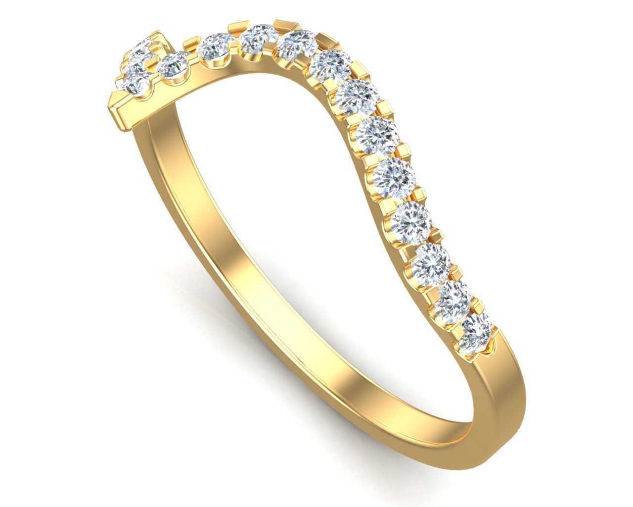 Curve Round Cut Diamond Wedding Band 3D print model_1
