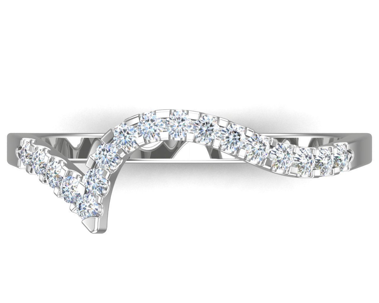 Curve Round Cut Diamond Wedding Band 3D print model_7