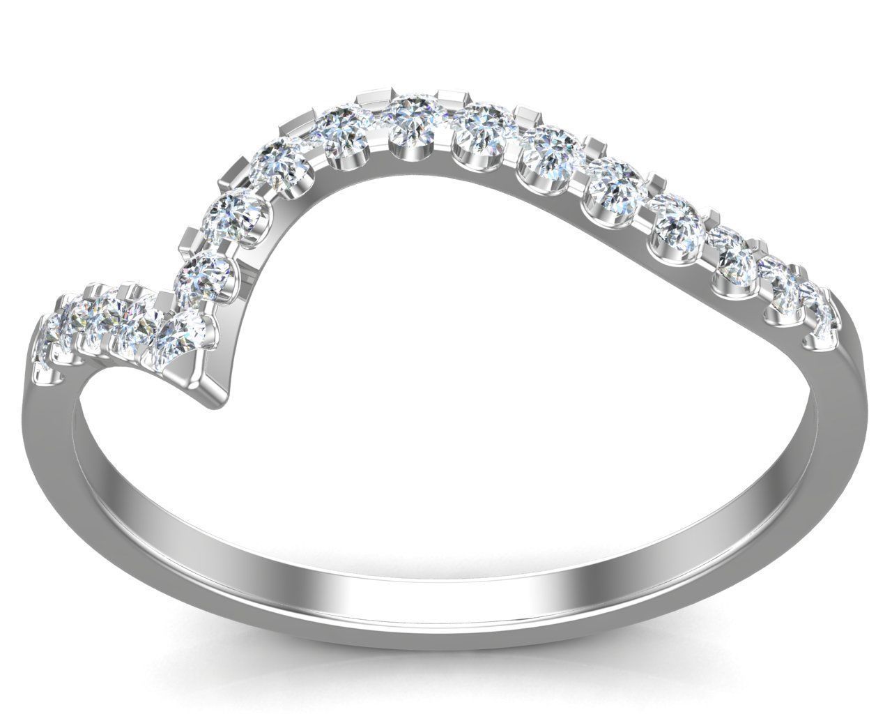 Curve Round Cut Diamond Wedding Band 3D print model_3