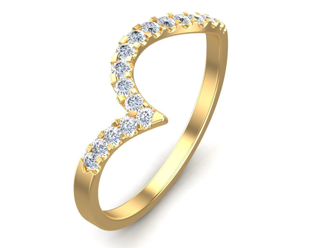 Curve Round Cut Diamond Wedding Band 3D print model_4
