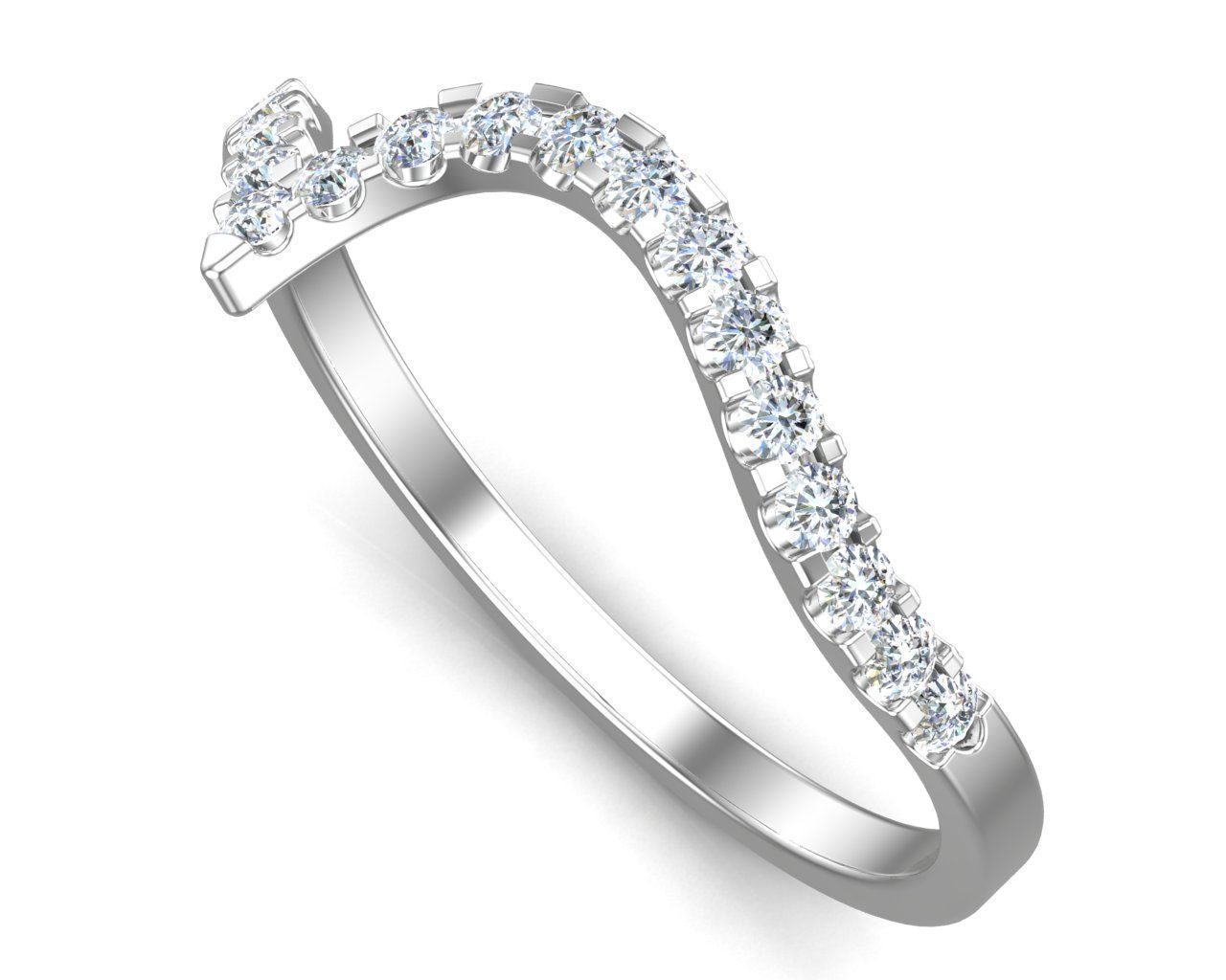 Curve Round Cut Diamond Wedding Band 3D print model_5