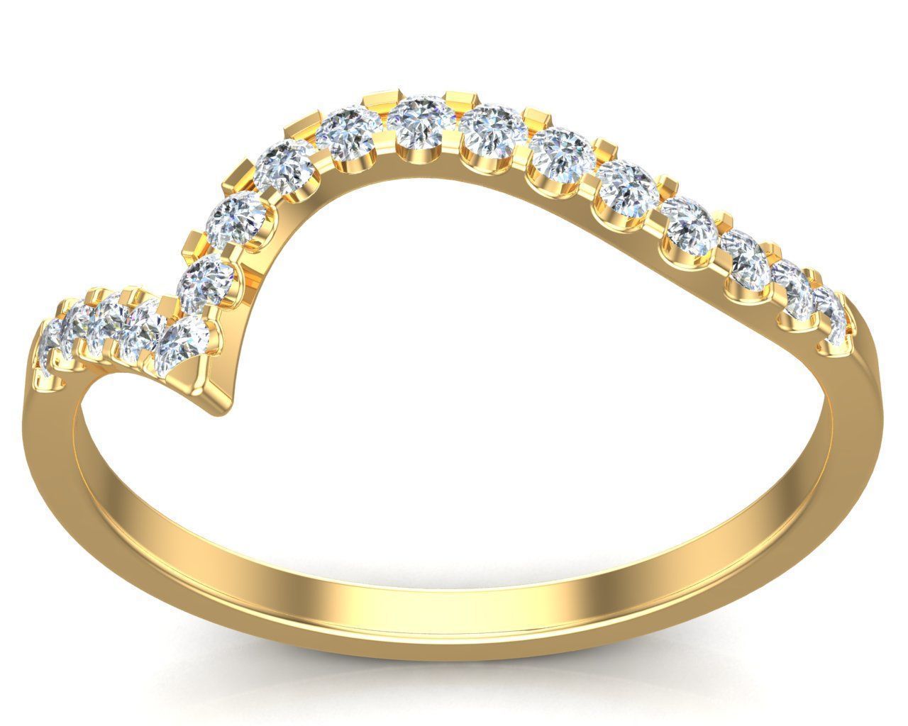 Curve Round Cut Diamond Wedding Band 3D print model_6