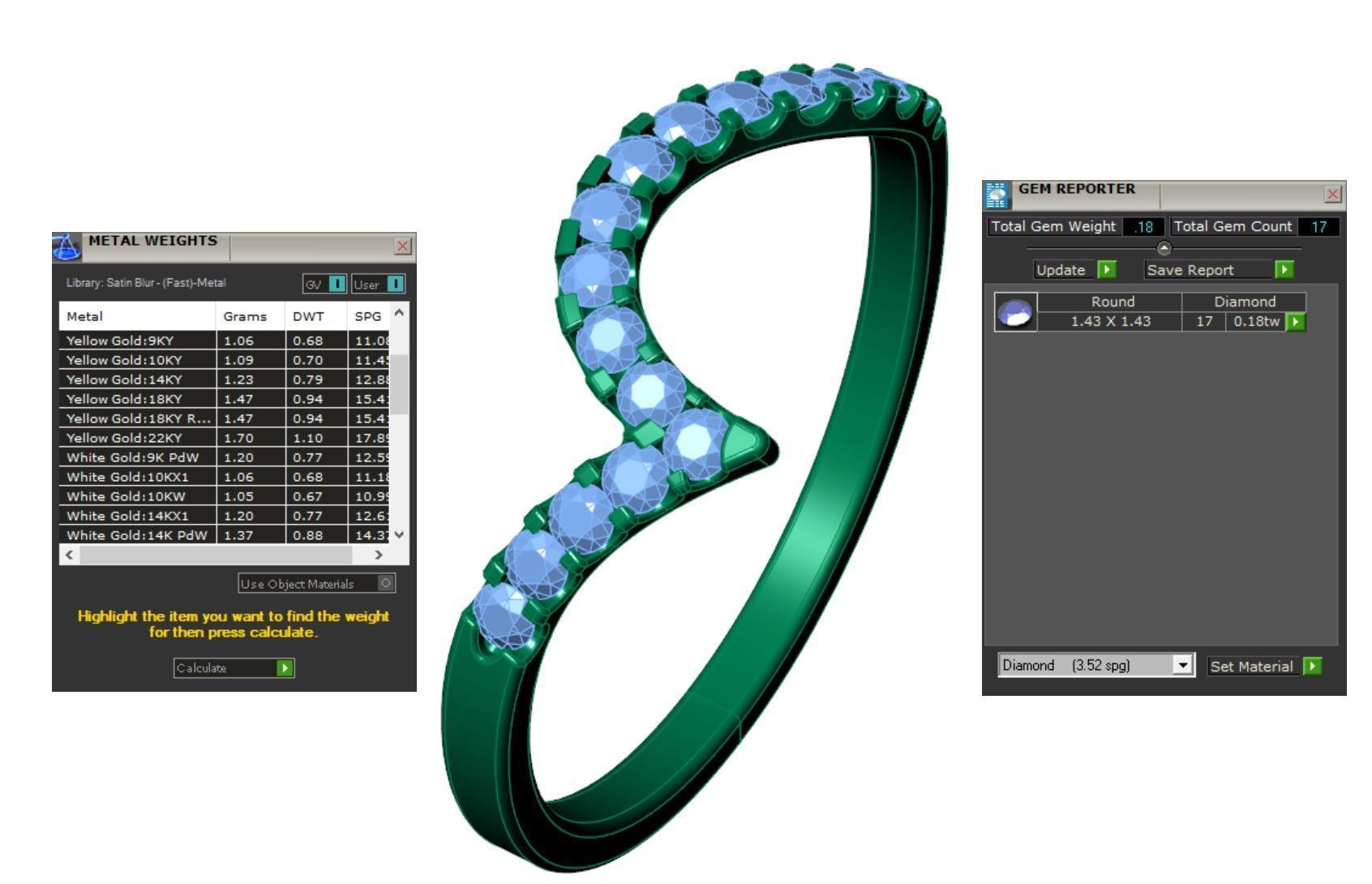 Curve Round Cut Diamond Wedding Band 3D print model_2