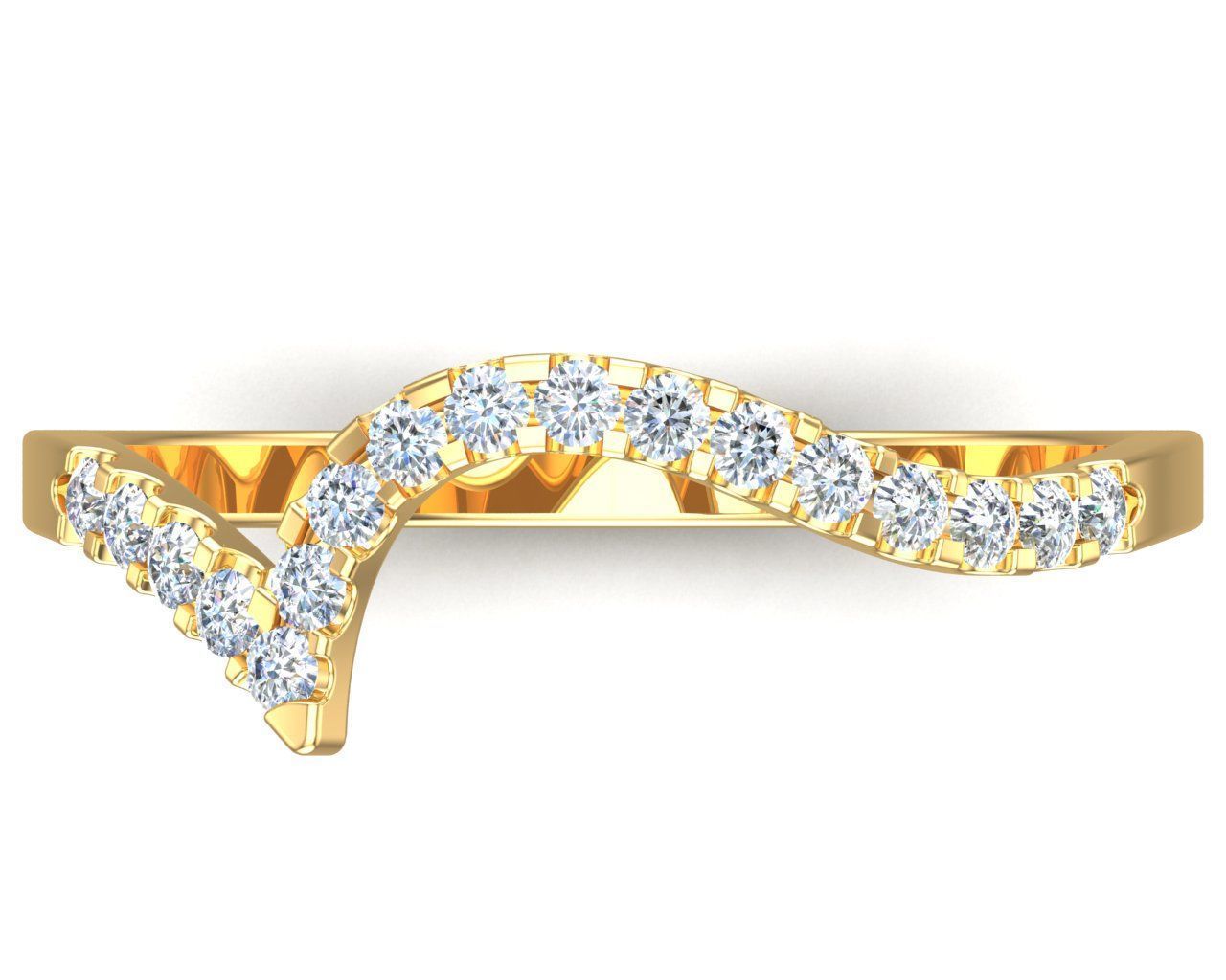 Curve Round Cut Diamond Wedding Band 3D print model_8