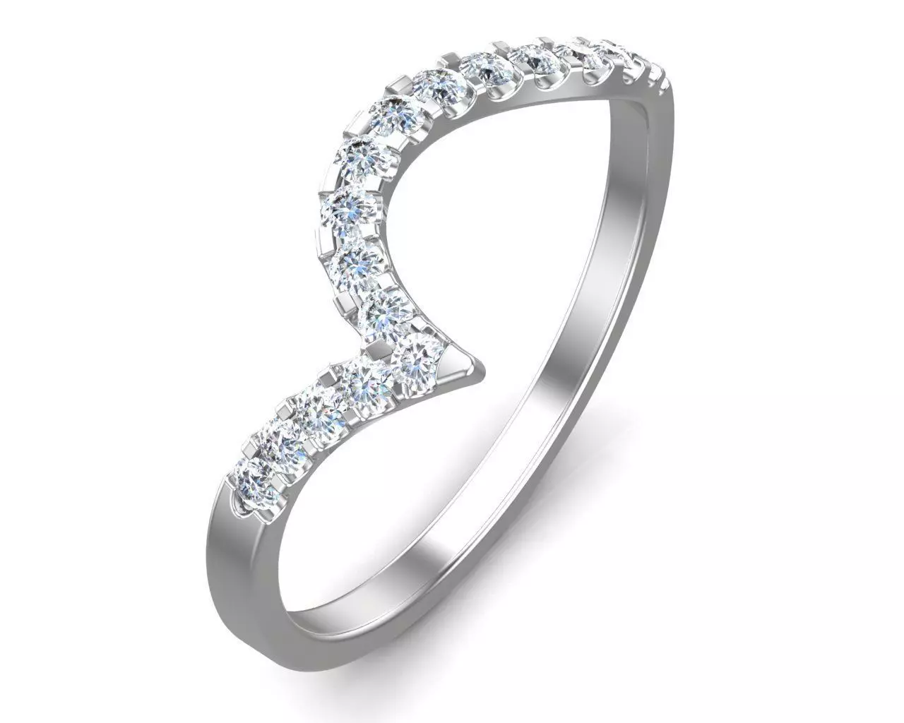 Curve Round Cut Diamond Wedding Band 3D print model_0