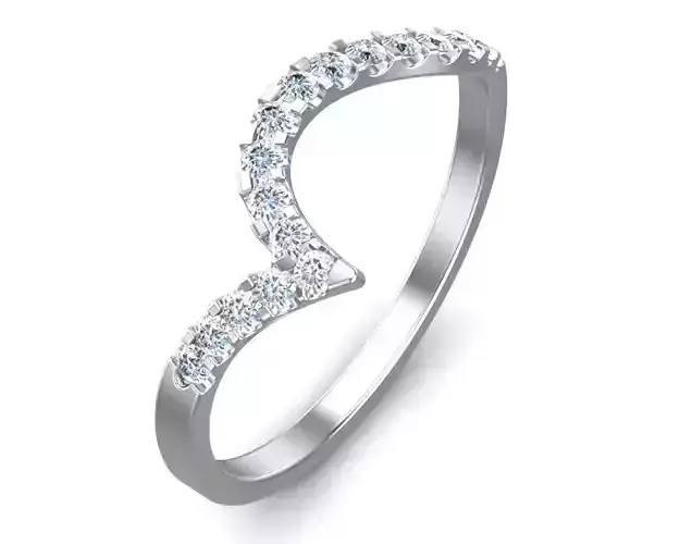Curve Round Cut Diamond Wedding Band