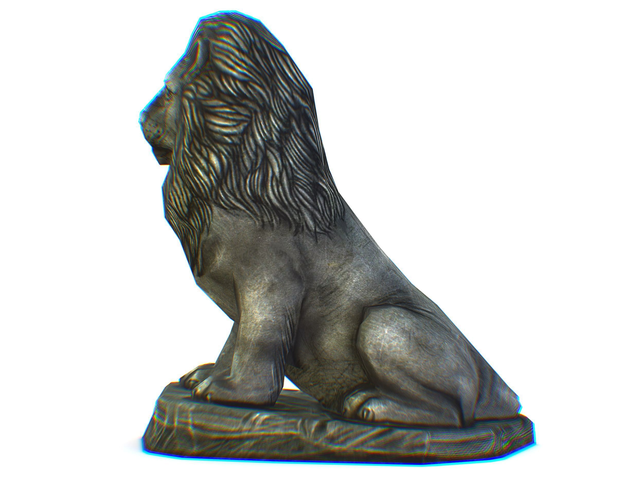 Low Poly 3d Statue Lion Dark Metal Cast Iron Low-poly 3D model_10