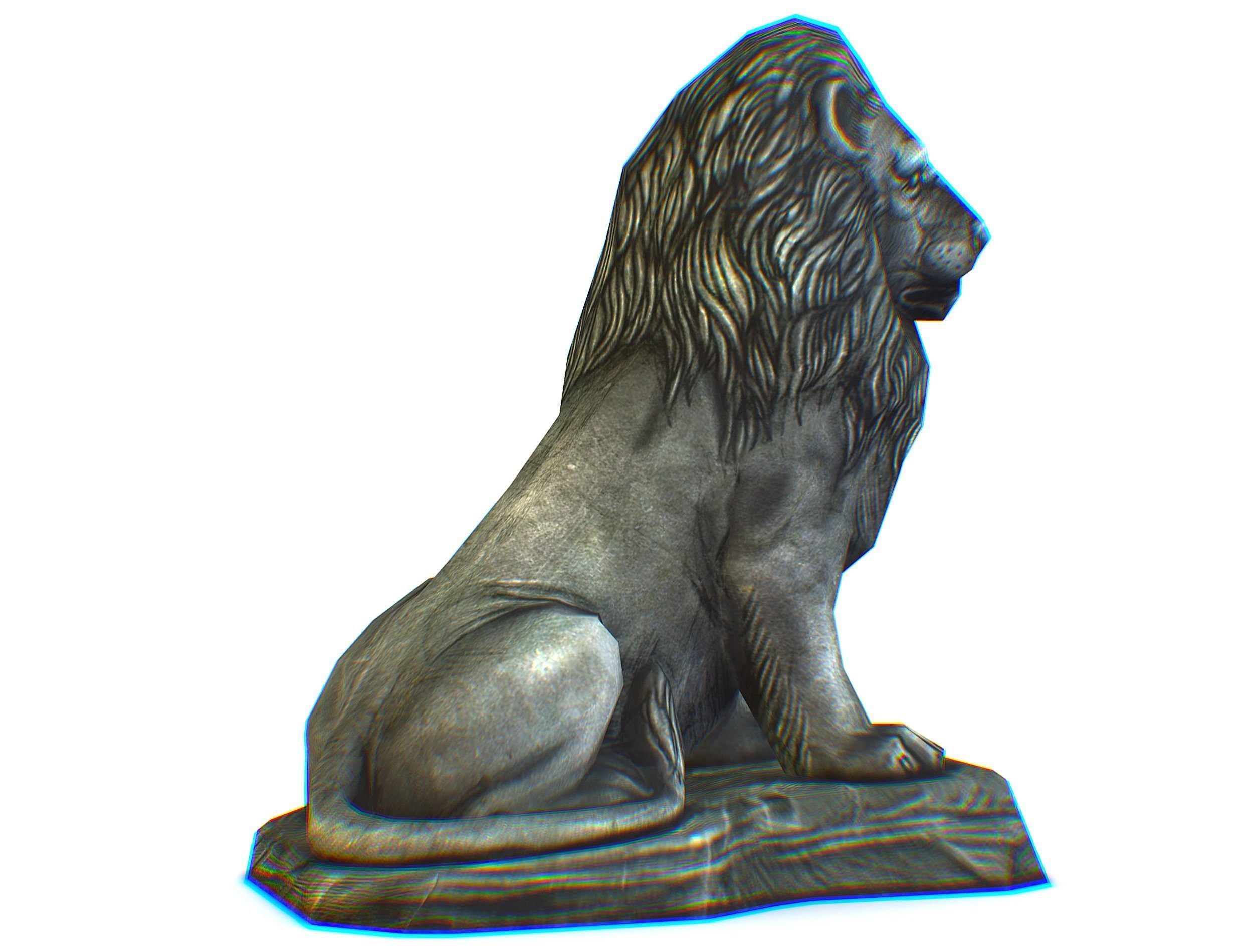 Low Poly 3d Statue Lion Dark Metal Cast Iron Low-poly 3D model_4