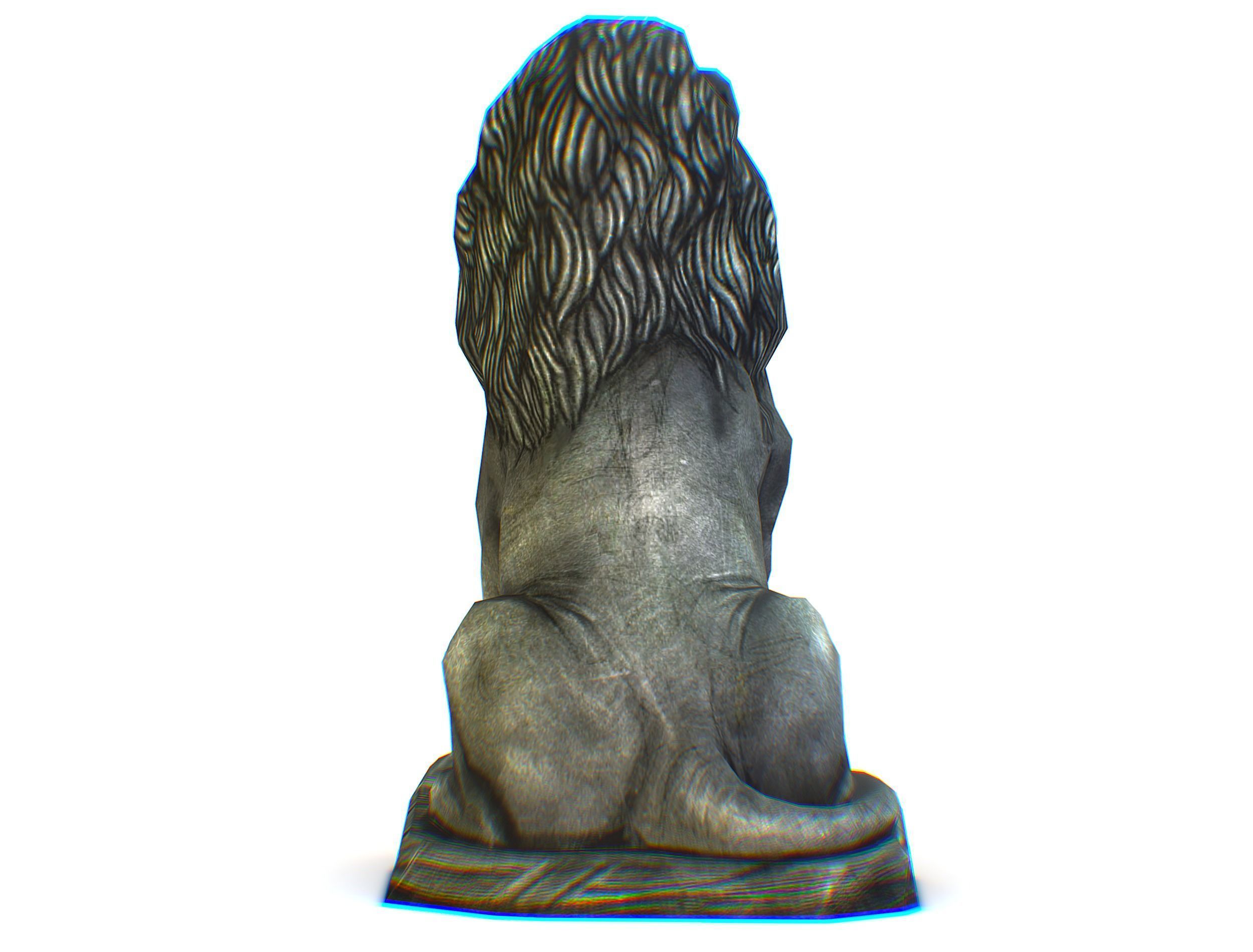 Low Poly 3d Statue Lion Dark Metal Cast Iron Low-poly 3D model_7