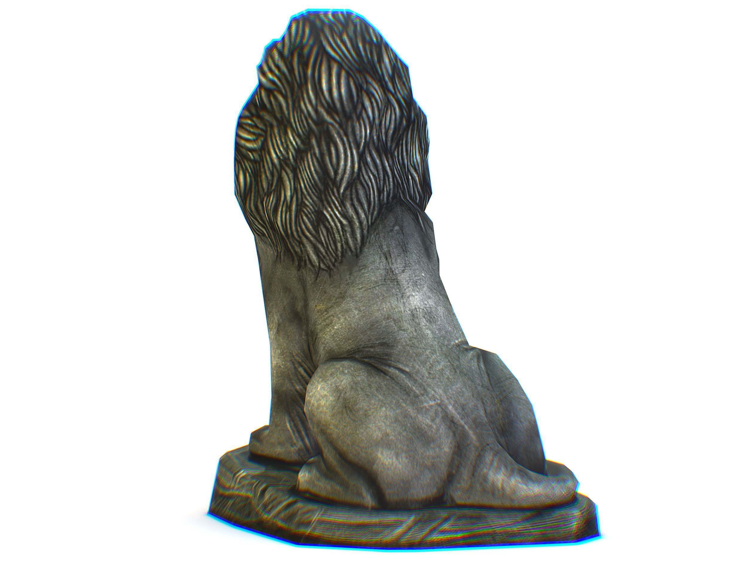 Low Poly 3d Statue Lion Dark Metal Cast Iron Low-poly 3D model_8