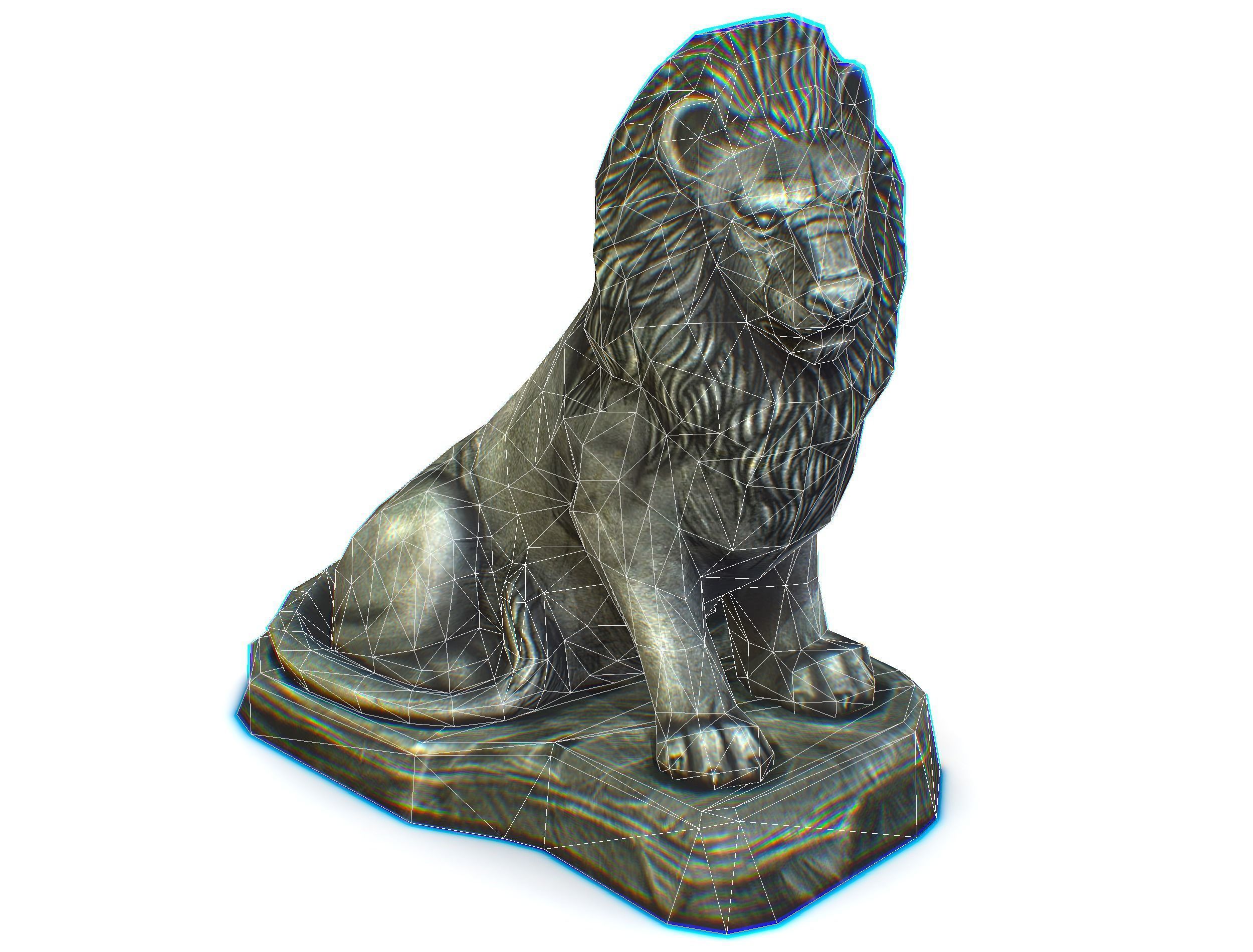 Low Poly 3d Statue Lion Dark Metal Cast Iron Low-poly 3D model_23