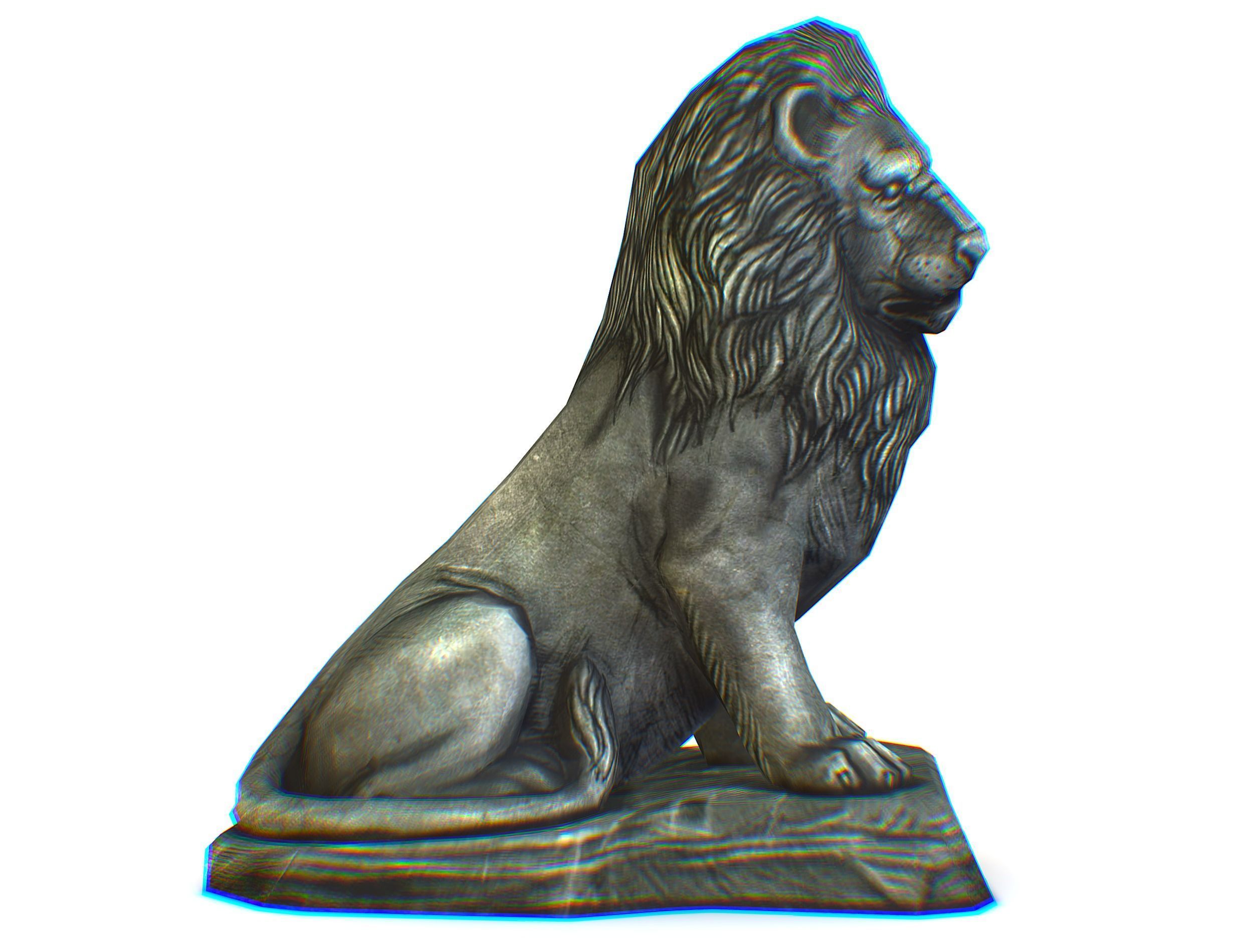 Low Poly 3d Statue Lion Dark Metal Cast Iron Low-poly 3D model_3