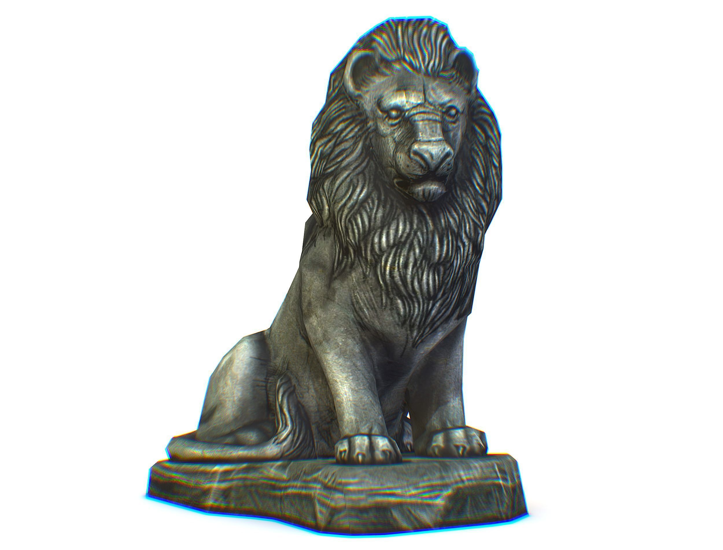 Low Poly 3d Statue Lion Dark Metal Cast Iron Low-poly 3D model_14