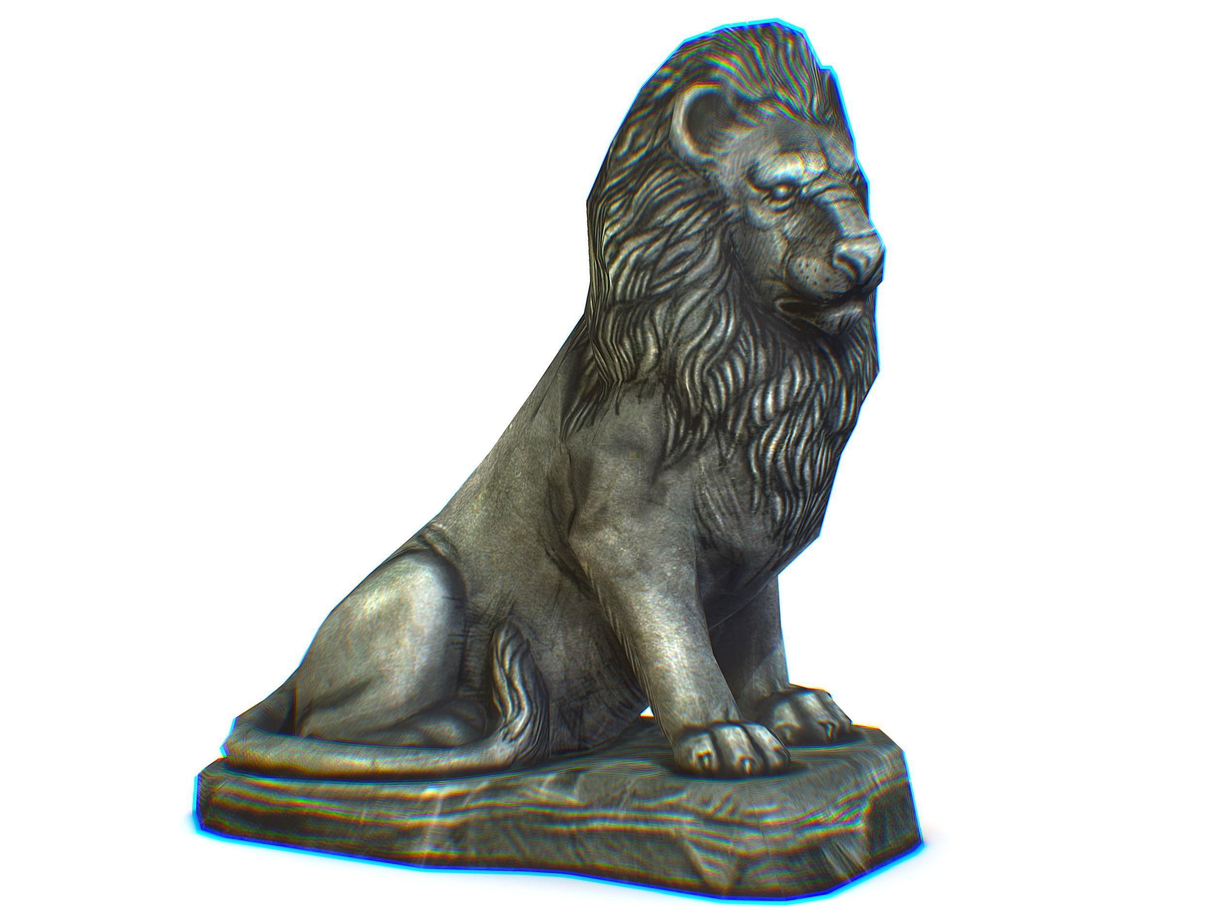 Low Poly 3d Statue Lion Dark Metal Cast Iron Low-poly 3D model_1