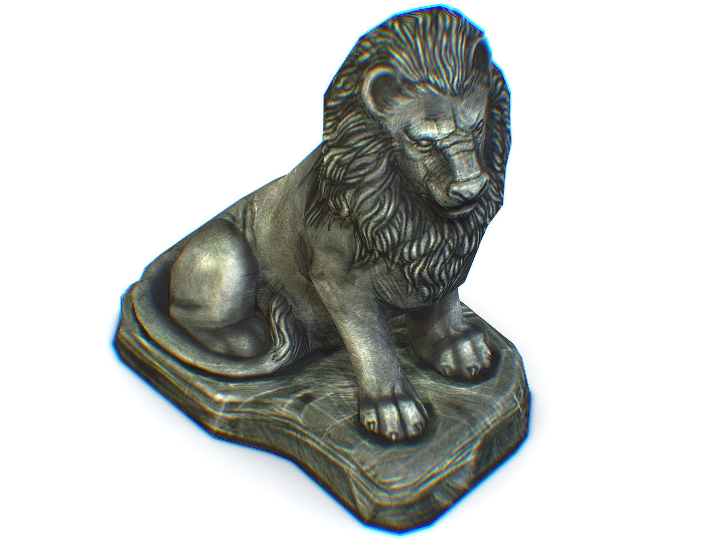 Low Poly 3d Statue Lion Dark Metal Cast Iron Low-poly 3D model_20
