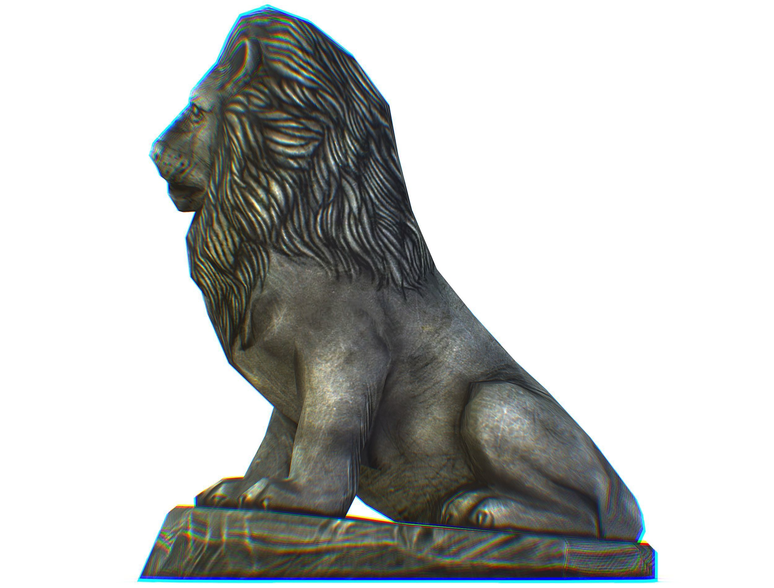 Low Poly 3d Statue Lion Dark Metal Cast Iron Low-poly 3D model_15