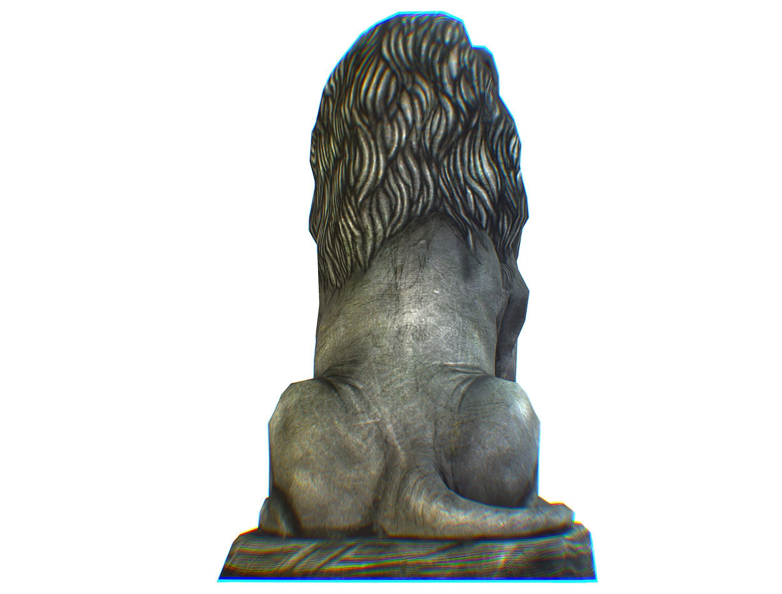 Low Poly 3d Statue Lion Dark Metal Cast Iron Low-poly 3D model_18