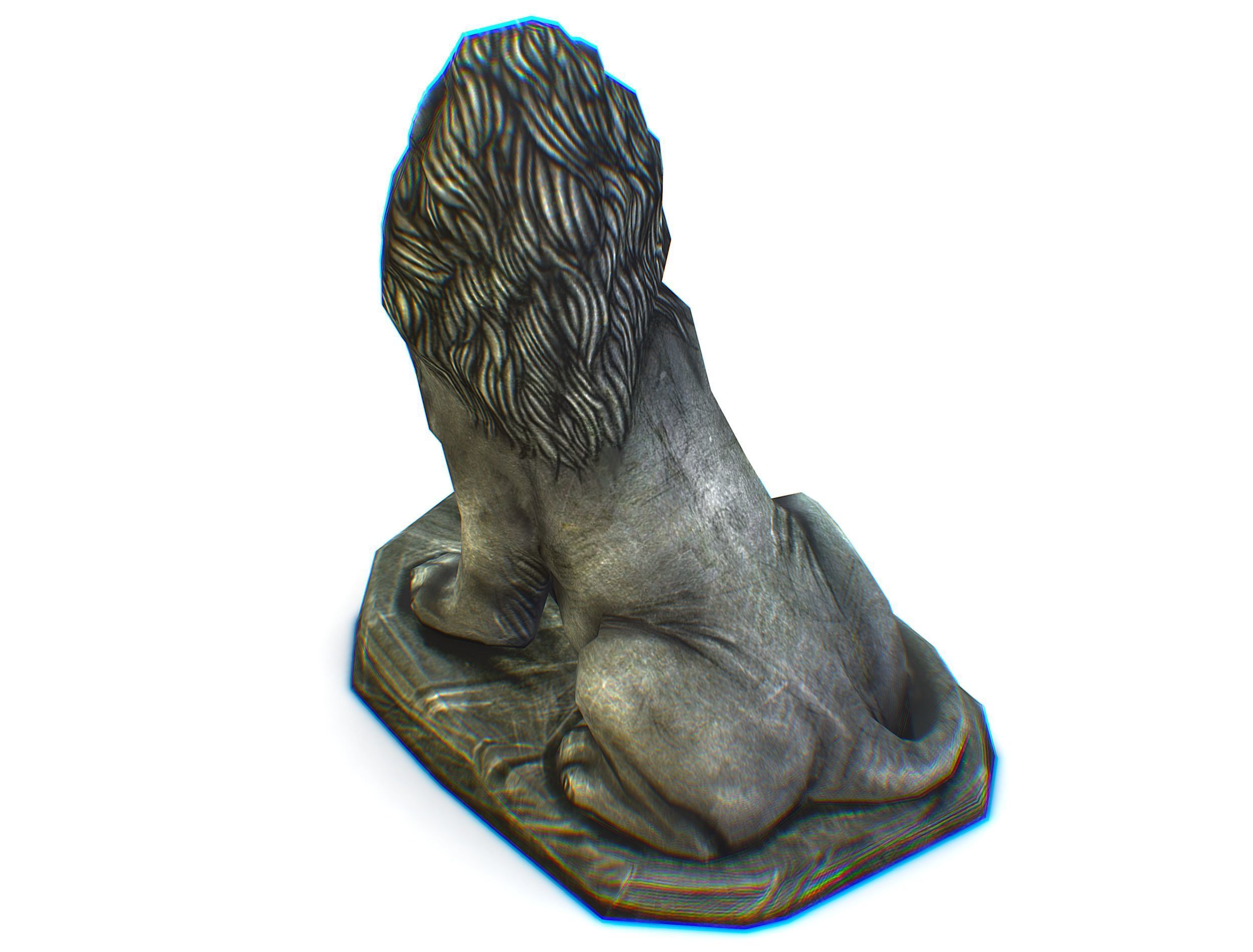 Low Poly 3d Statue Lion Dark Metal Cast Iron Low-poly 3D model_22