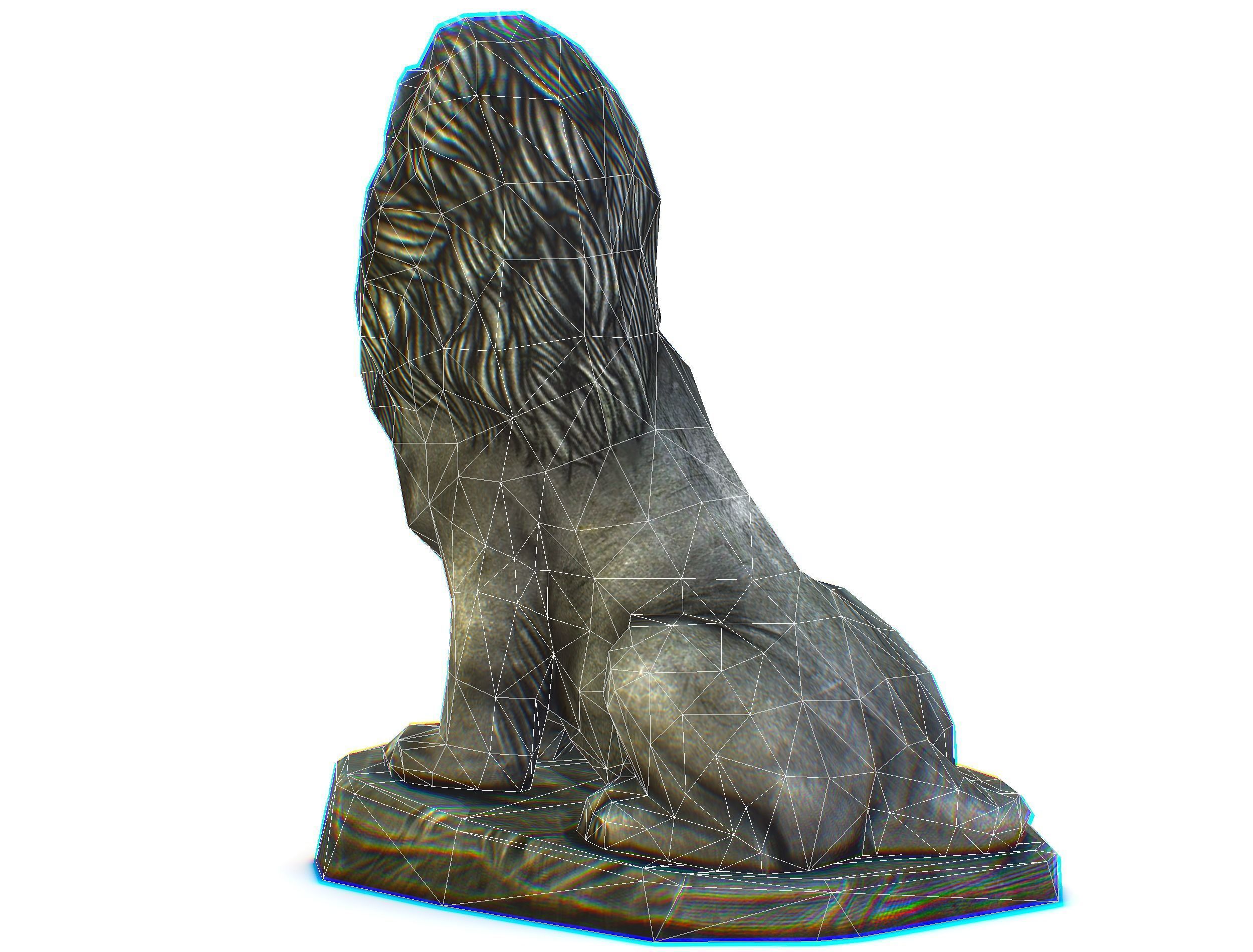 Low Poly 3d Statue Lion Dark Metal Cast Iron Low-poly 3D model_25