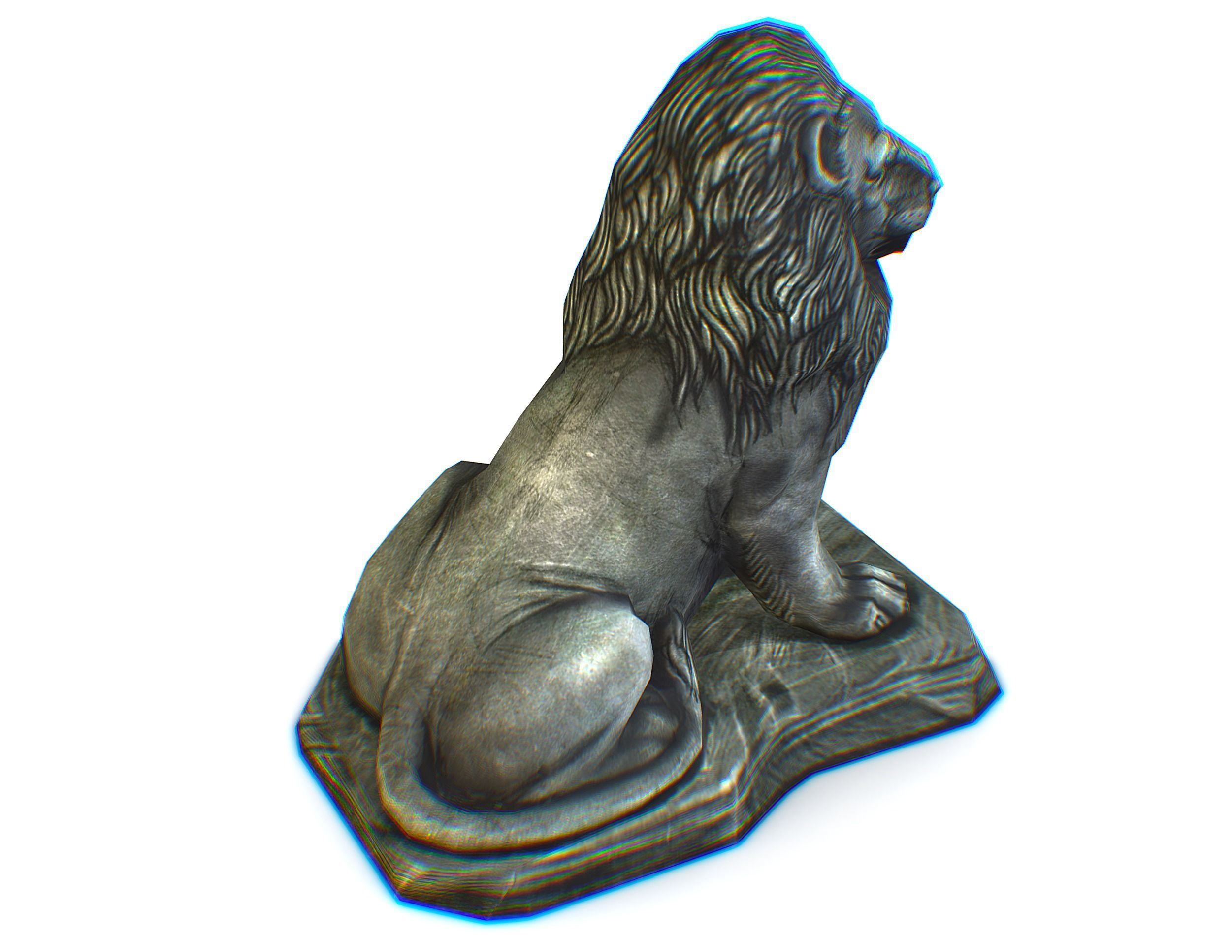Low Poly 3d Statue Lion Dark Metal Cast Iron Low-poly 3D model_21