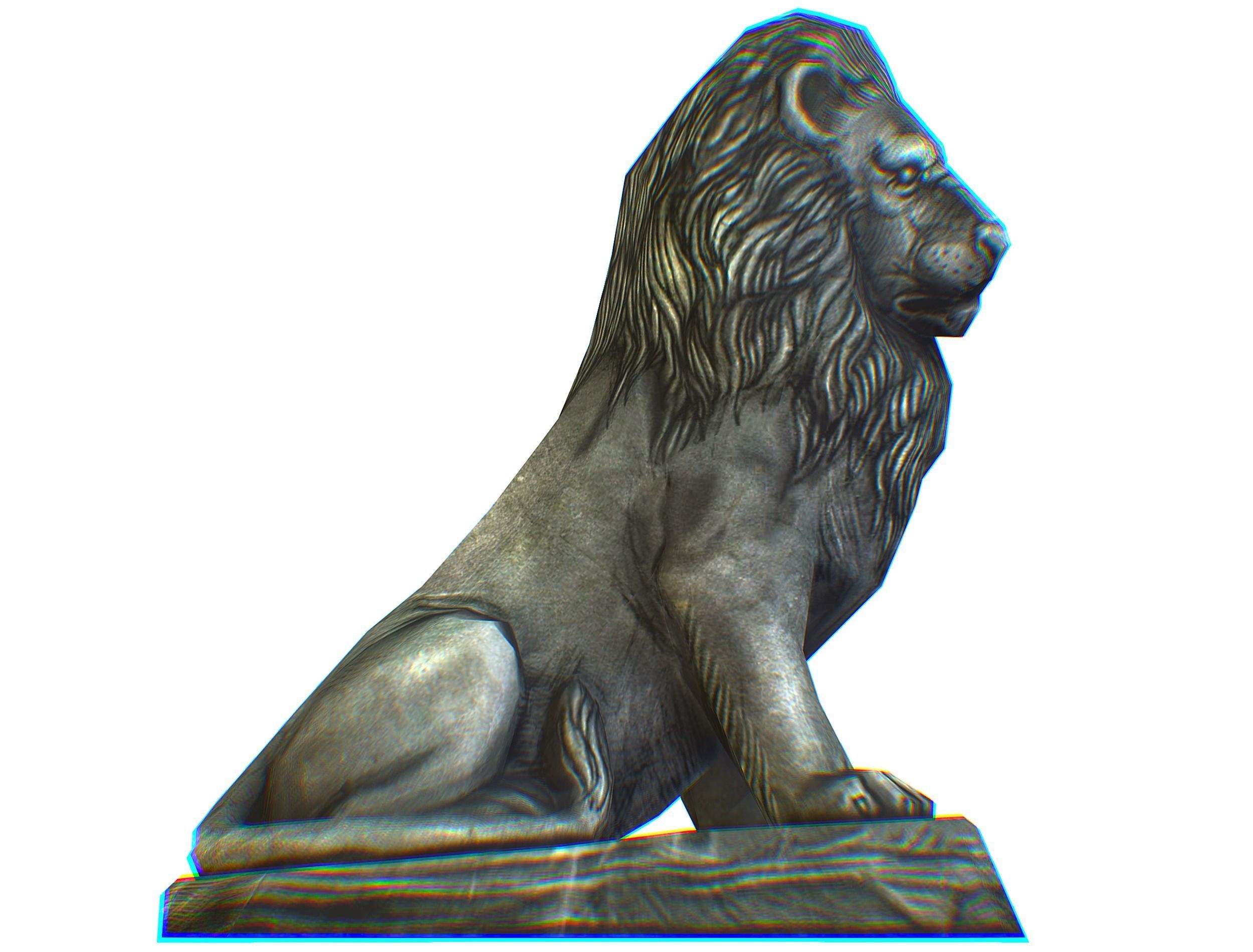 Low Poly 3d Statue Lion Dark Metal Cast Iron Low-poly 3D model_17