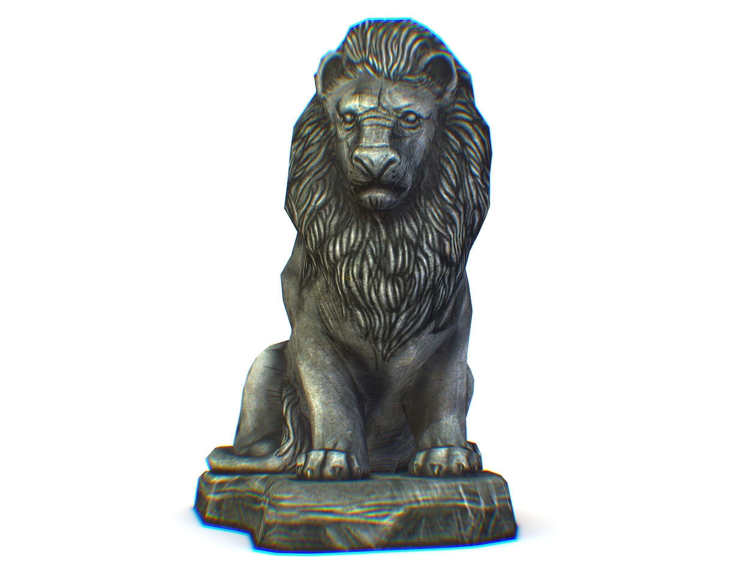Low Poly 3d Statue Lion Dark Metal Cast Iron Low-poly 3D model_13