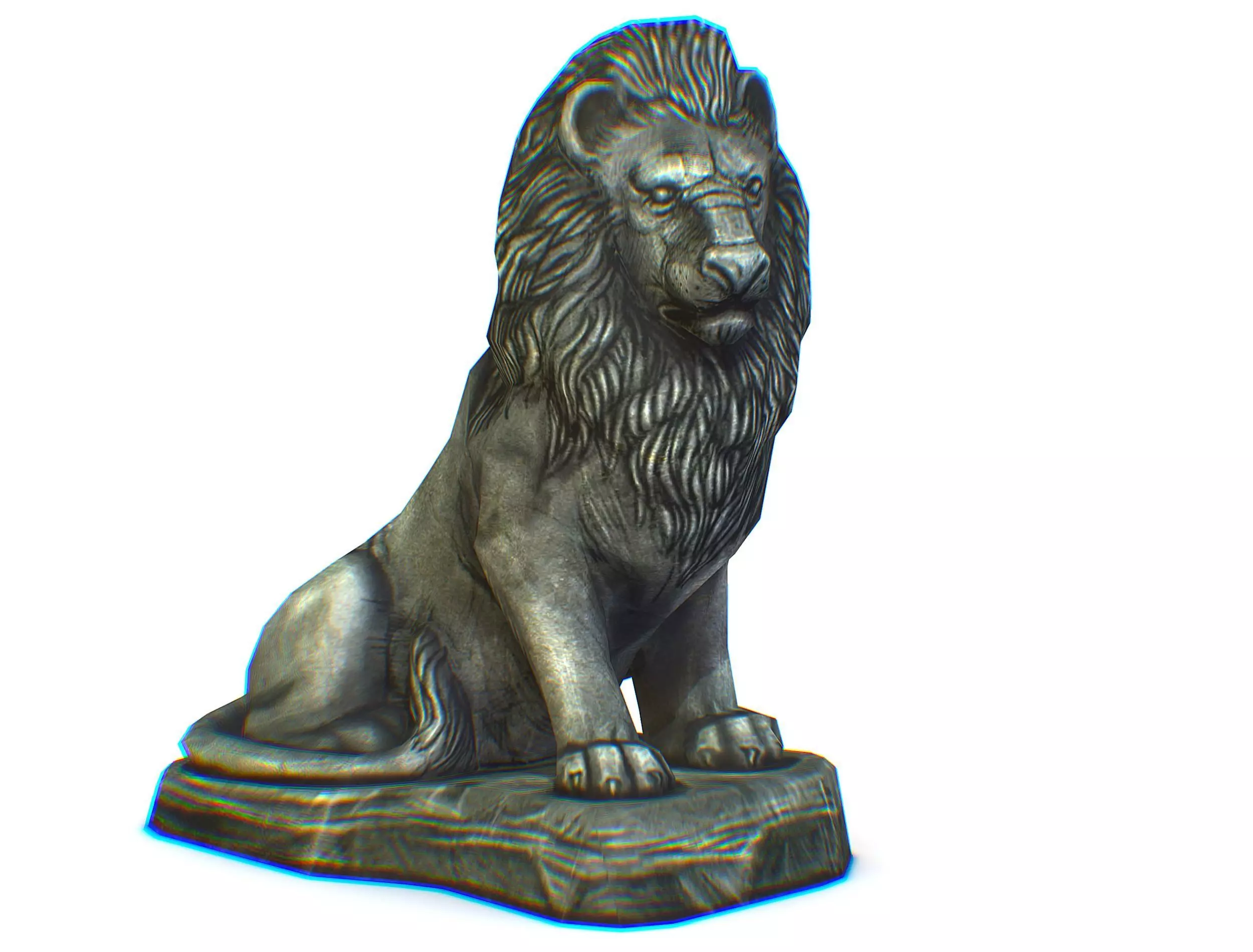 Low Poly 3d Statue Lion Dark Metal Cast Iron Low-poly 3D model_0