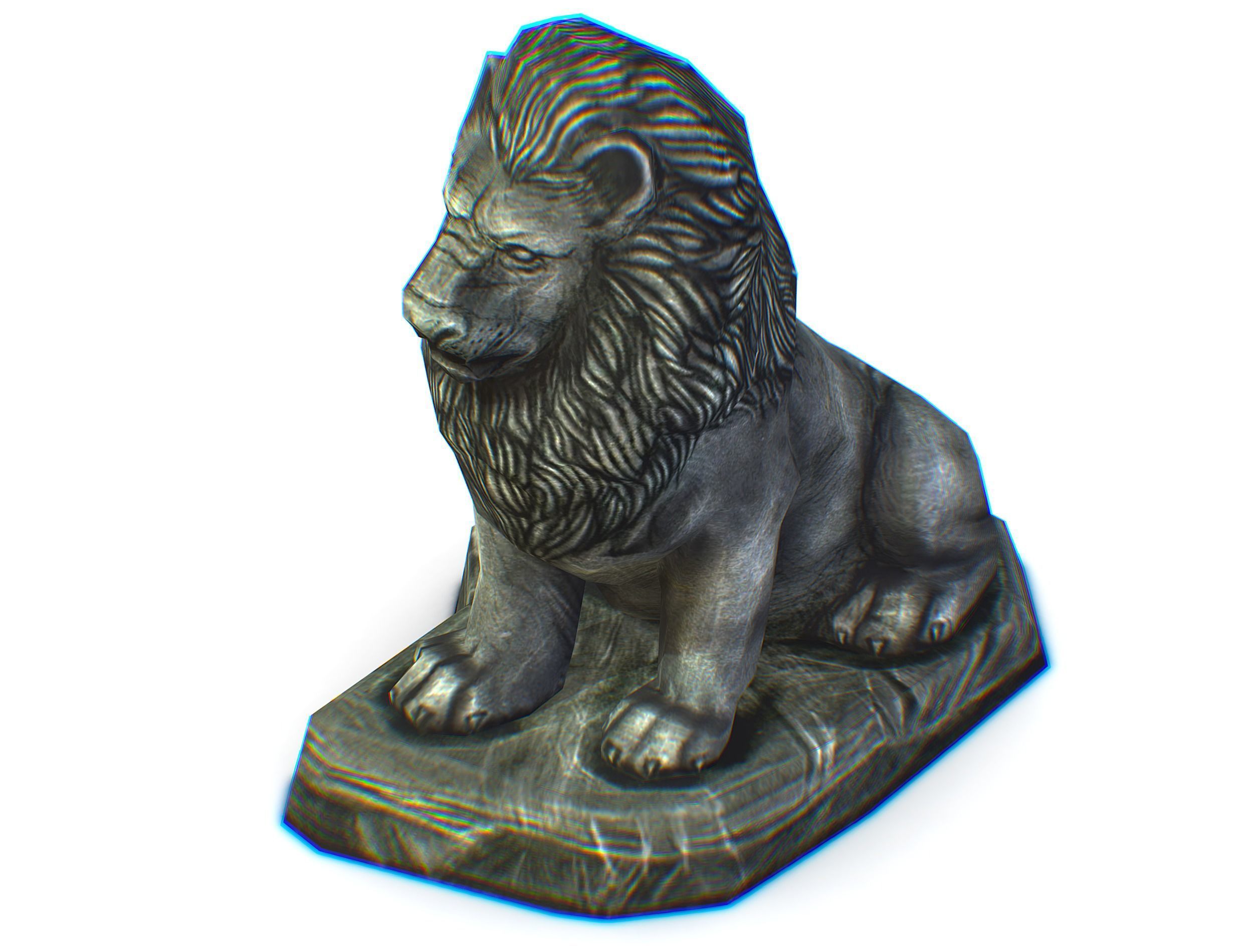 Low Poly 3d Statue Lion Dark Metal Cast Iron Low-poly 3D model_19
