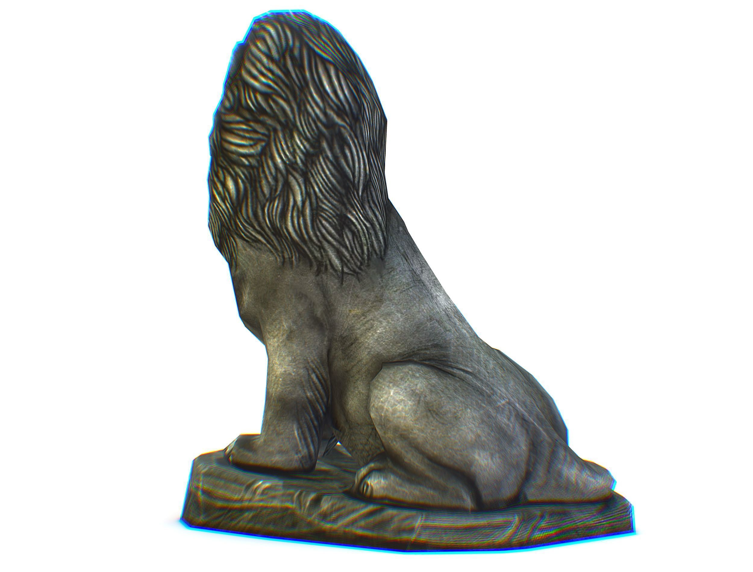 Low Poly 3d Statue Lion Dark Metal Cast Iron Low-poly 3D model_9