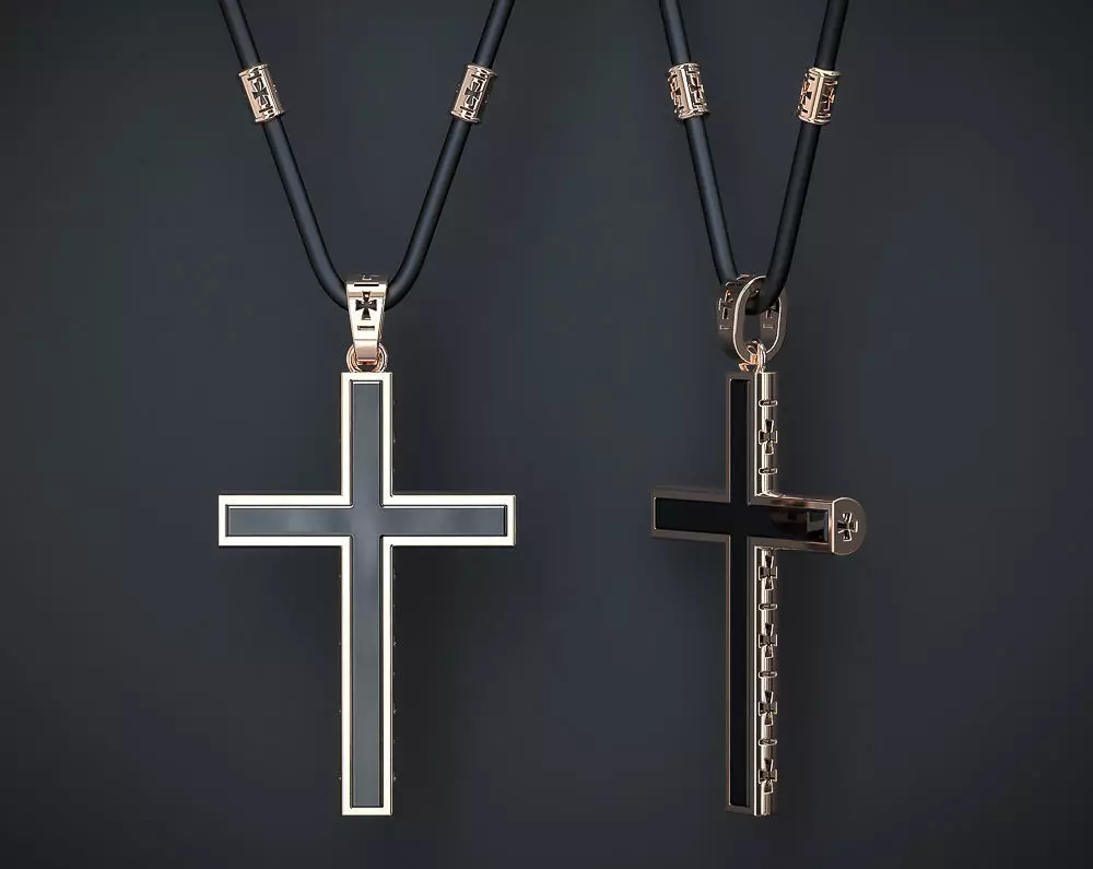 A CROSS WITH A STONE AND A SET OF EYELET AND BEADS INSERTS  3D print model_0