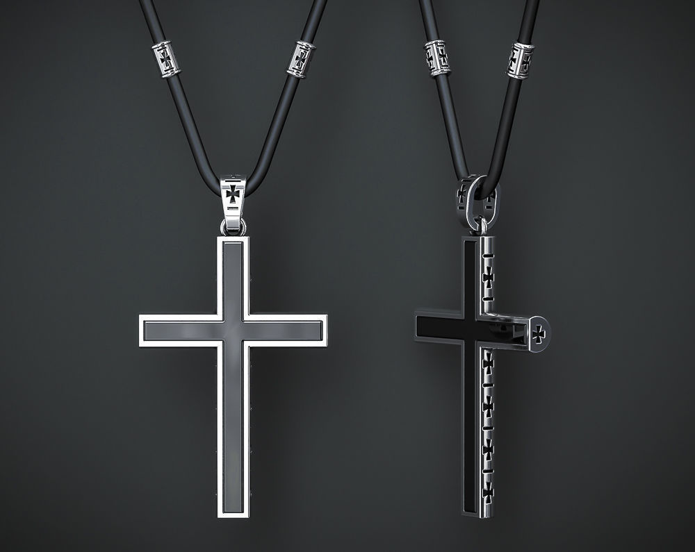 A CROSS WITH A STONE AND A SET OF EYELET AND BEADS INSERTS  3D print model_1