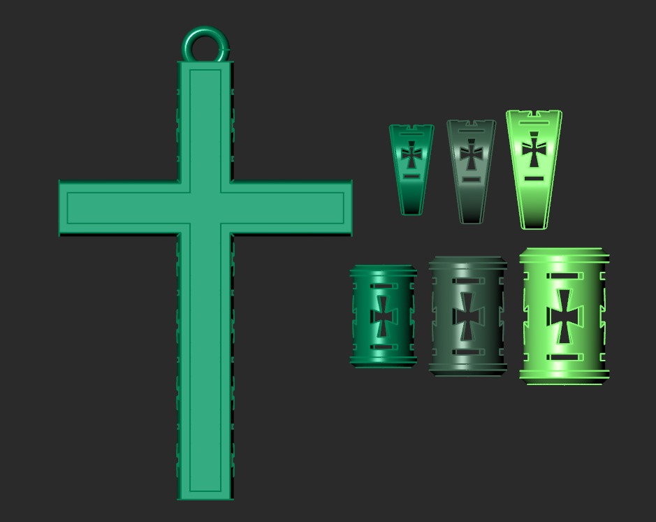 A CROSS WITH A STONE AND A SET OF EYELET AND BEADS INSERTS  3D print model_5