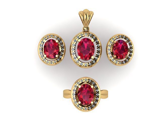 pendant set ruby and daimond 3D print model_3